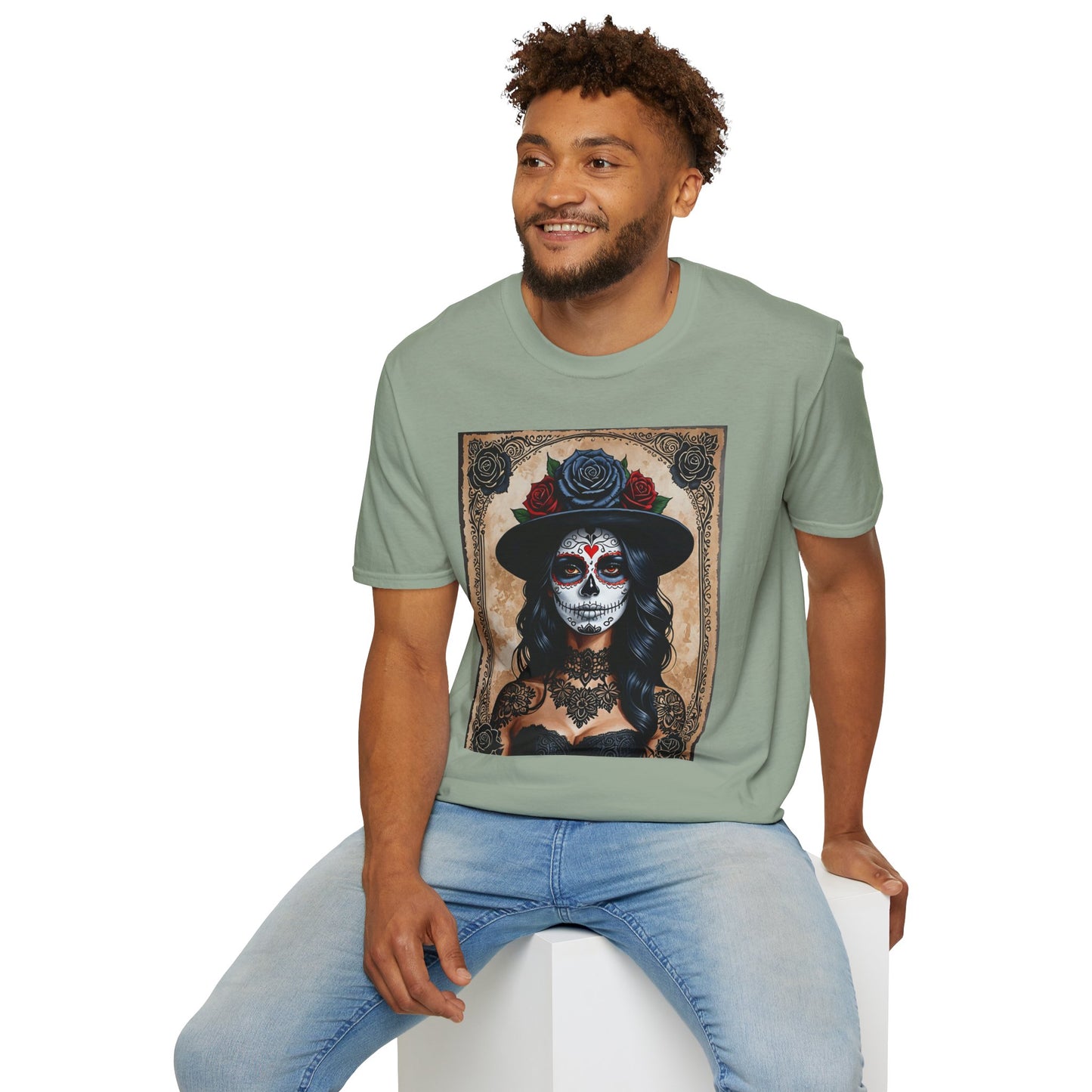 Sugar Skull T-Shirt – Gothic Calavera Tattoo Art Tee – Gift for Skull Collectors, Tattoo Lovers, and Dark Aesthetic Fans