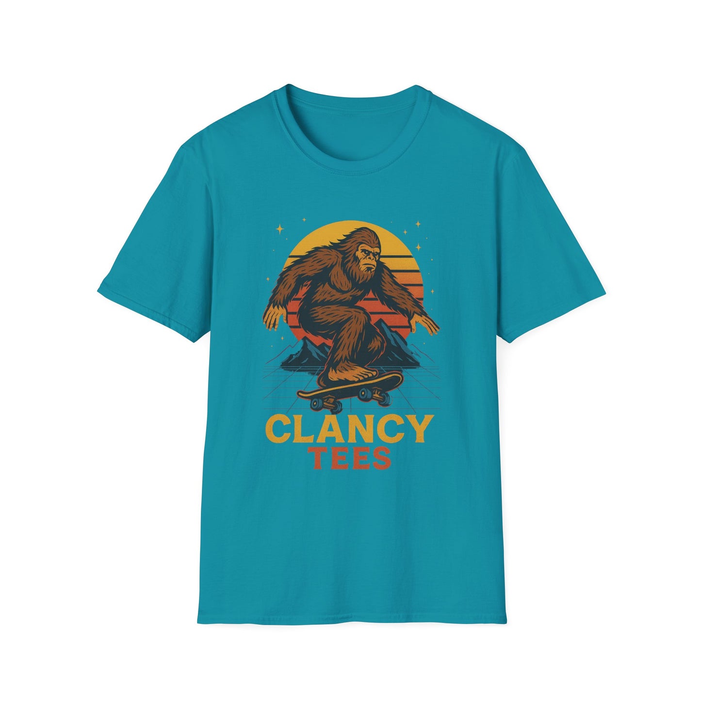 Bigfoot Skateboard Unisex T-Shirt, Retro Graphic Tee, Funny Gift for Skaters, Adventure Lovers, Summer Apparel, Men's and Women's Fashion