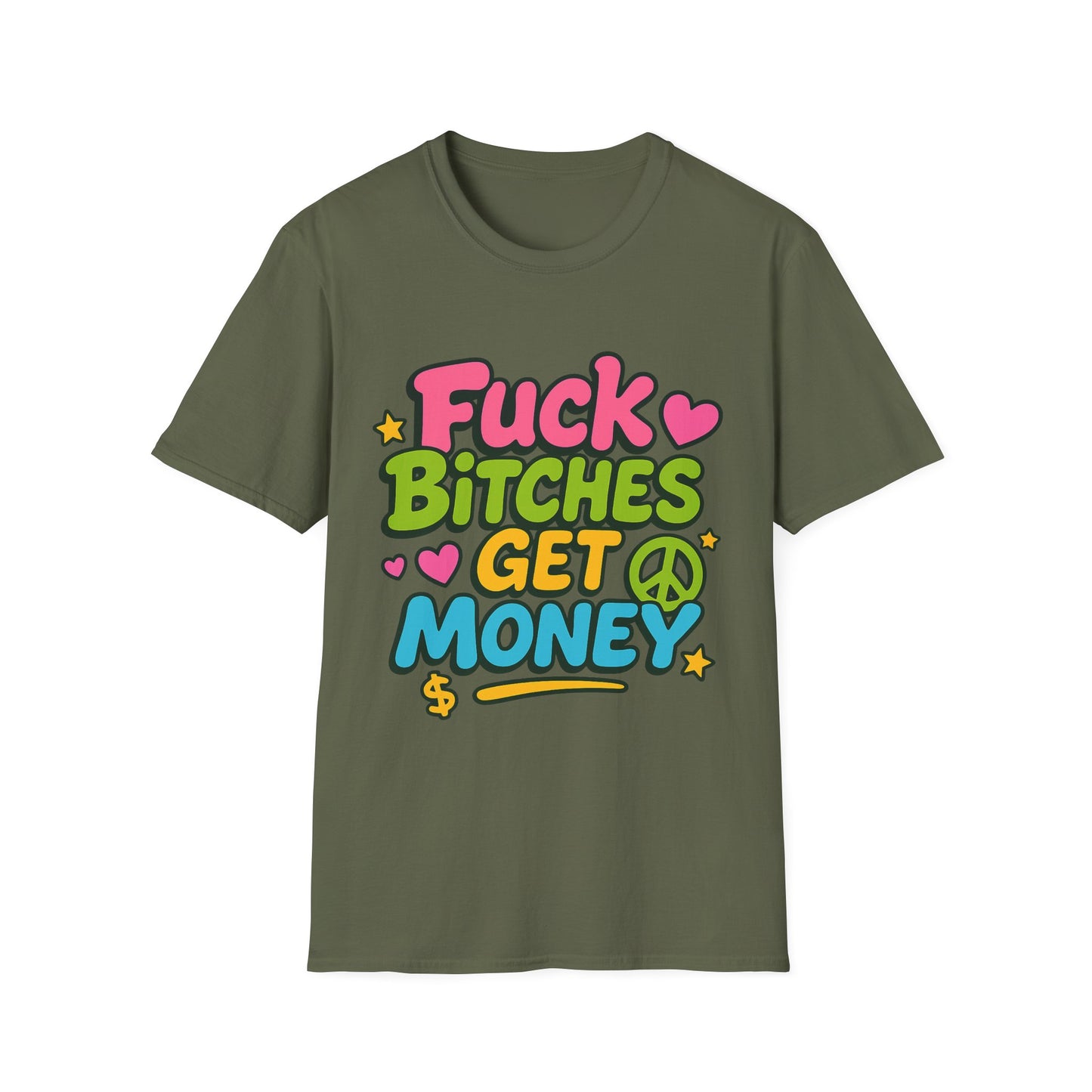 Fuck Bitches Get Money Shirt Funny Bold Graphic Tee Gift for Hustlers Savage Statement T-Shirt for Rebels Trolls Unfiltered Meme Culture Fans