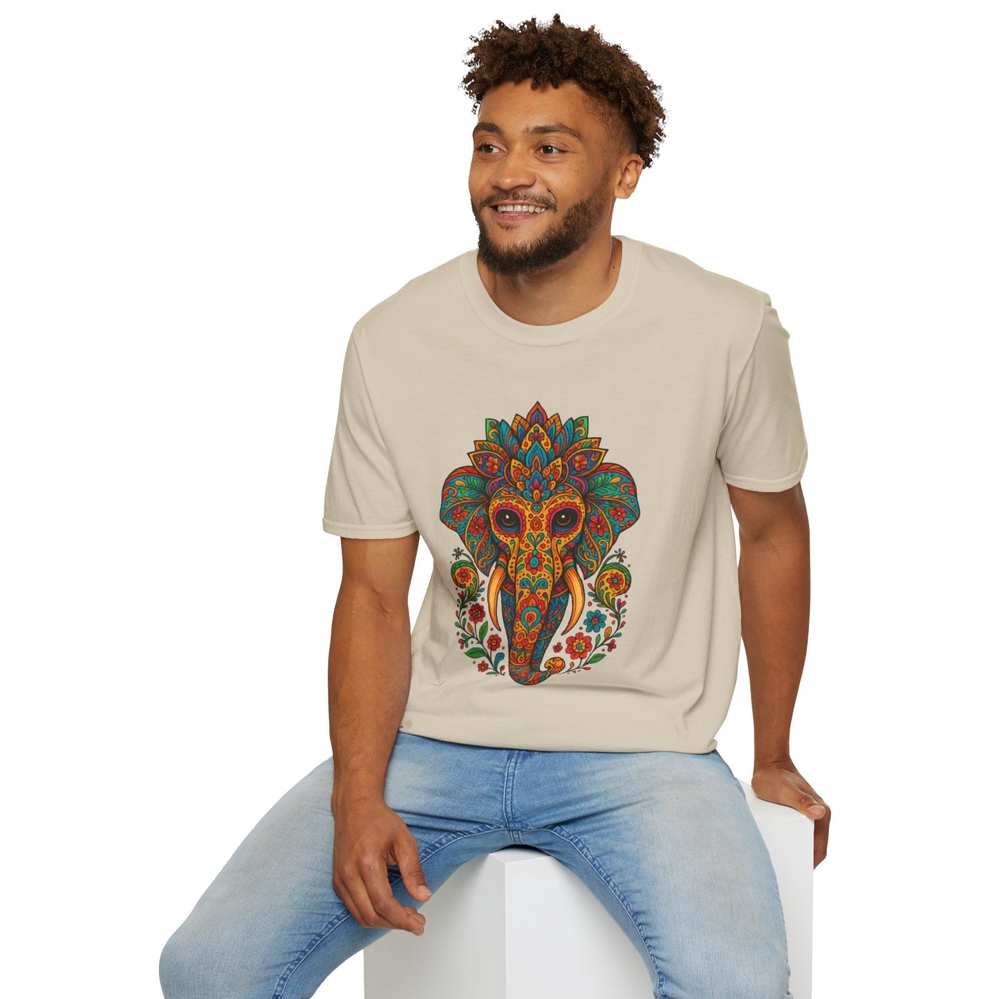 Boho Elephant Shirt Psychedelic Floral Head Art Tee Gift for Spiritual Seekers Animal Lovers and Mindful Hippies with a Love for Earthy Trippy Vibes