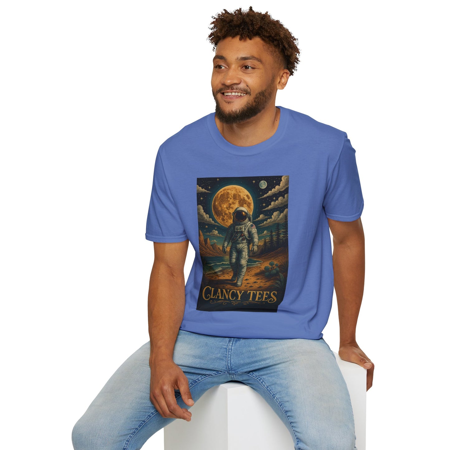 Astronaut Adventure Unisex Softstyle T-Shirt | Cosmic Space Shirt, Graphic Tee for Space Lovers, Gift for Nerds, Casual Wear