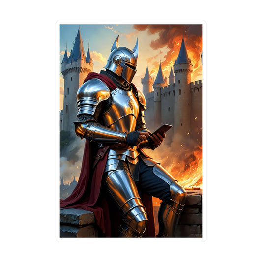 Knight in Armor Vinyl Decals, Fantasy Artwork Stickers, Warrior Wall Decor, Home Office Decoration, Gift for Gamers