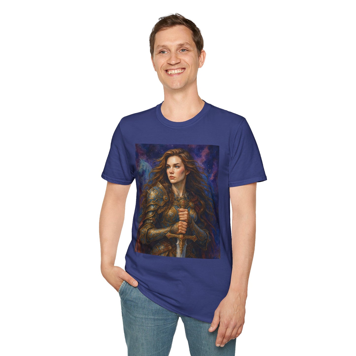 Warrior Woman T Shirt Fantasy Knight Art Medieval Armor Female Hero Tee Gift for Fantasy Lovers Sword Wielder Shirt Bold Aesthetic Battlecore Clothing