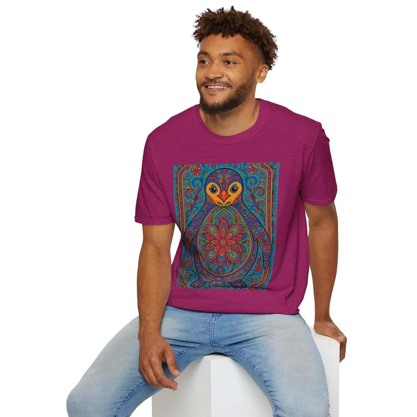 Trippy Penguin Mandala T-Shirt – Psychedelic Animal Tee – Funny Gift for Nature Lovers – Penguin Shirt for Hippies, Weirdos, and Mandala Fans