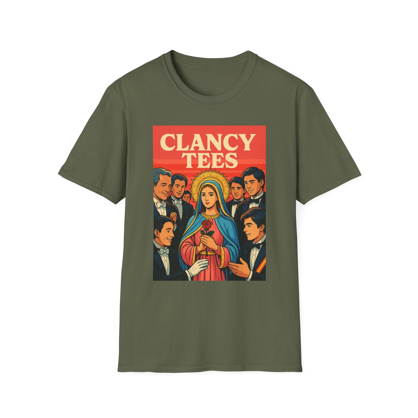 Vintage Virgin Mary Graphic T-Shirt, Softstyle Madonna Tee for Casual Wear, Perfect Gift for Holidays, Retro Clothing, Unisex Tees