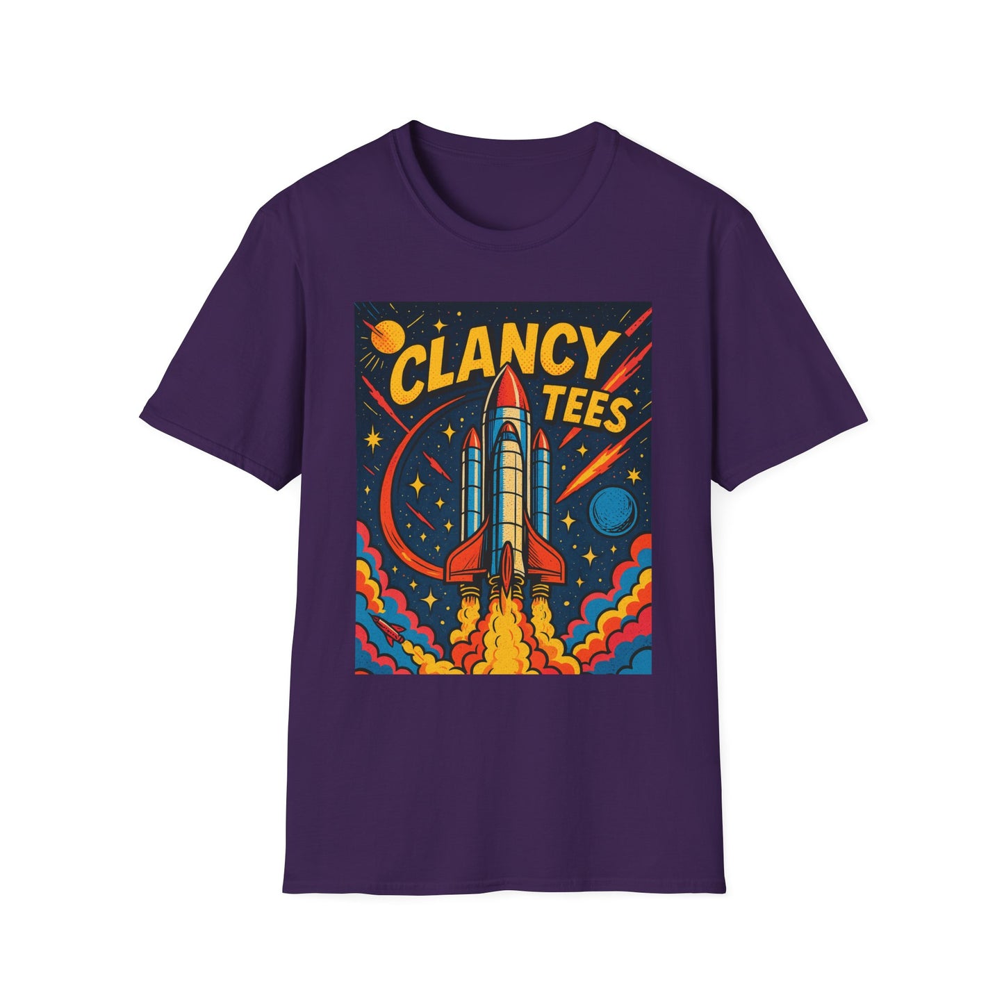 Retro Rocket Ship Shirt Outer Space Graphic Tee | Psychedelic Galaxy Print Top | Gift for Space Nerds and Dreamers | Astronaut Aesthetic Tee
