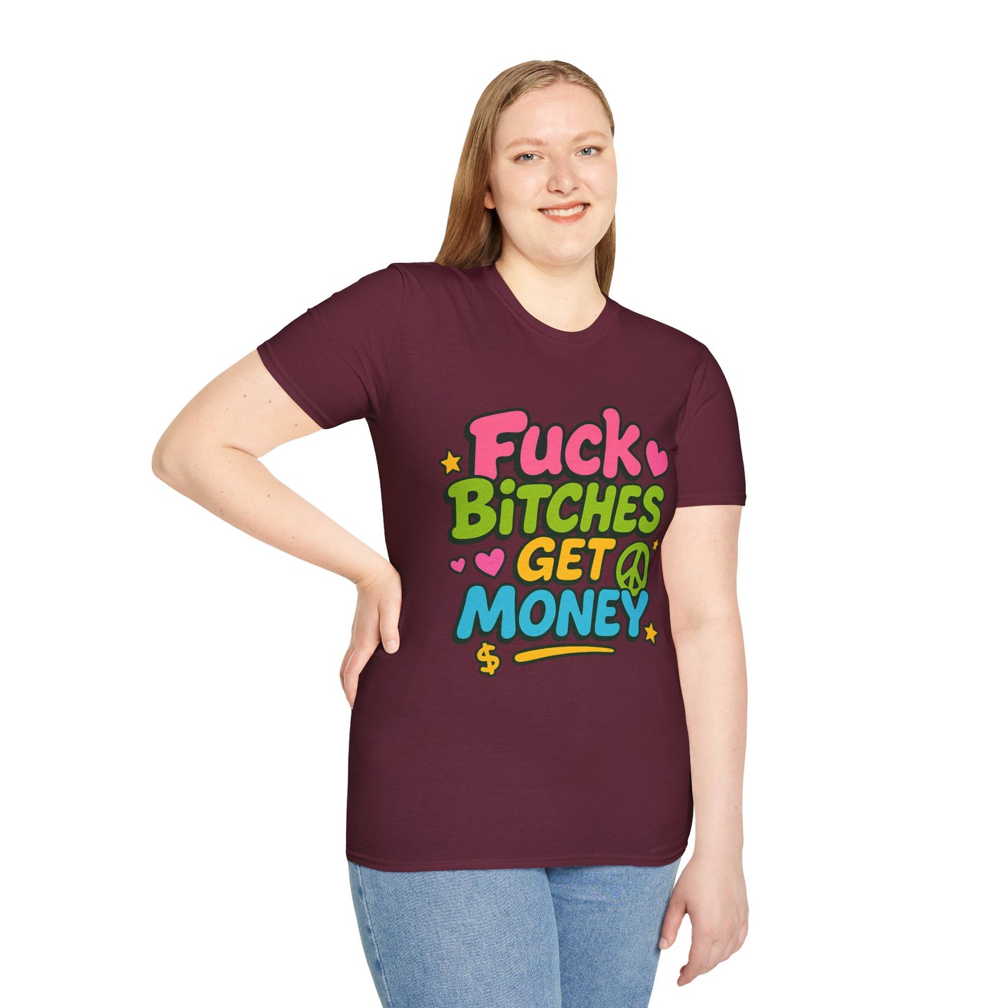 Fuck Bitches Get Money Shirt Funny Bold Graphic Tee Gift for Hustlers Savage Statement T-Shirt for Rebels Trolls Unfiltered Meme Culture Fans