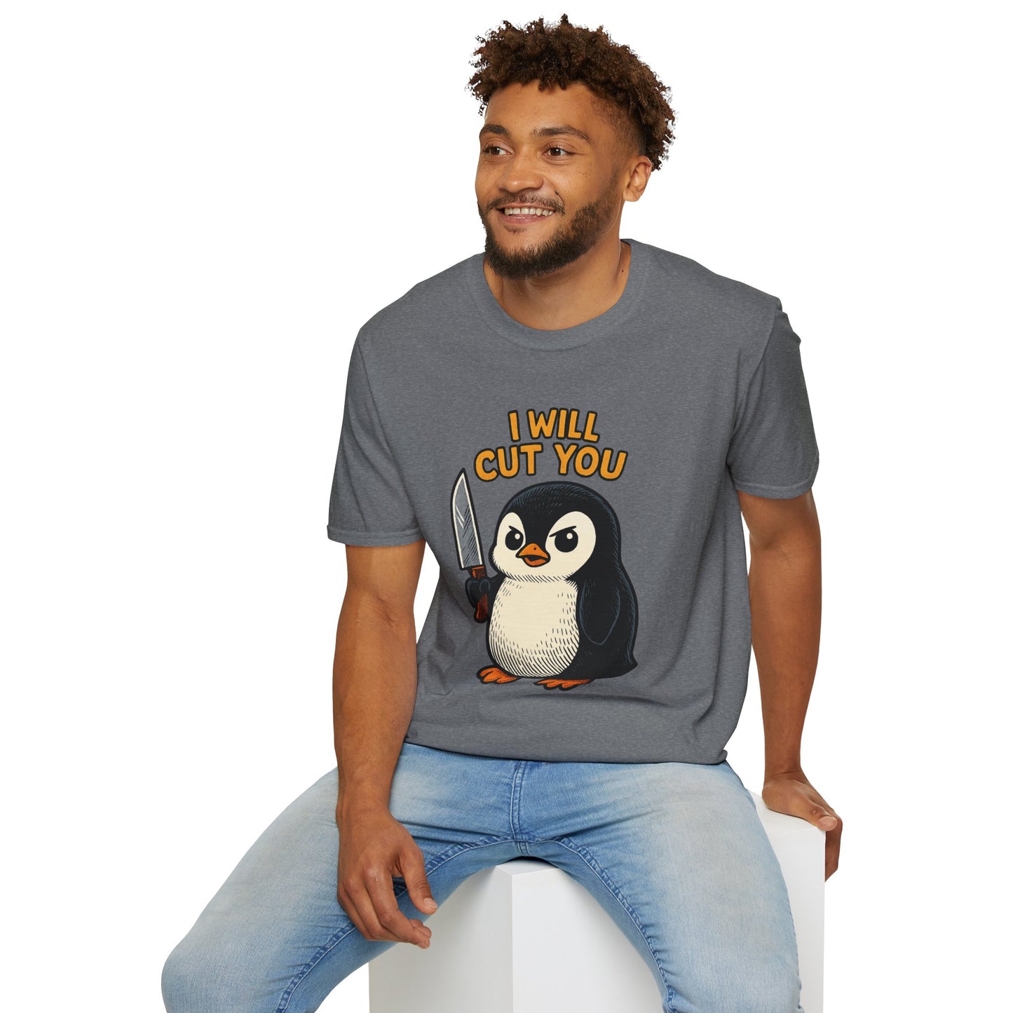Angry Penguin Knife Shirt – Funny Animal Graphic Tee, Sarcastic Gift for Introverts, Cute but Deadly Humor Shirt