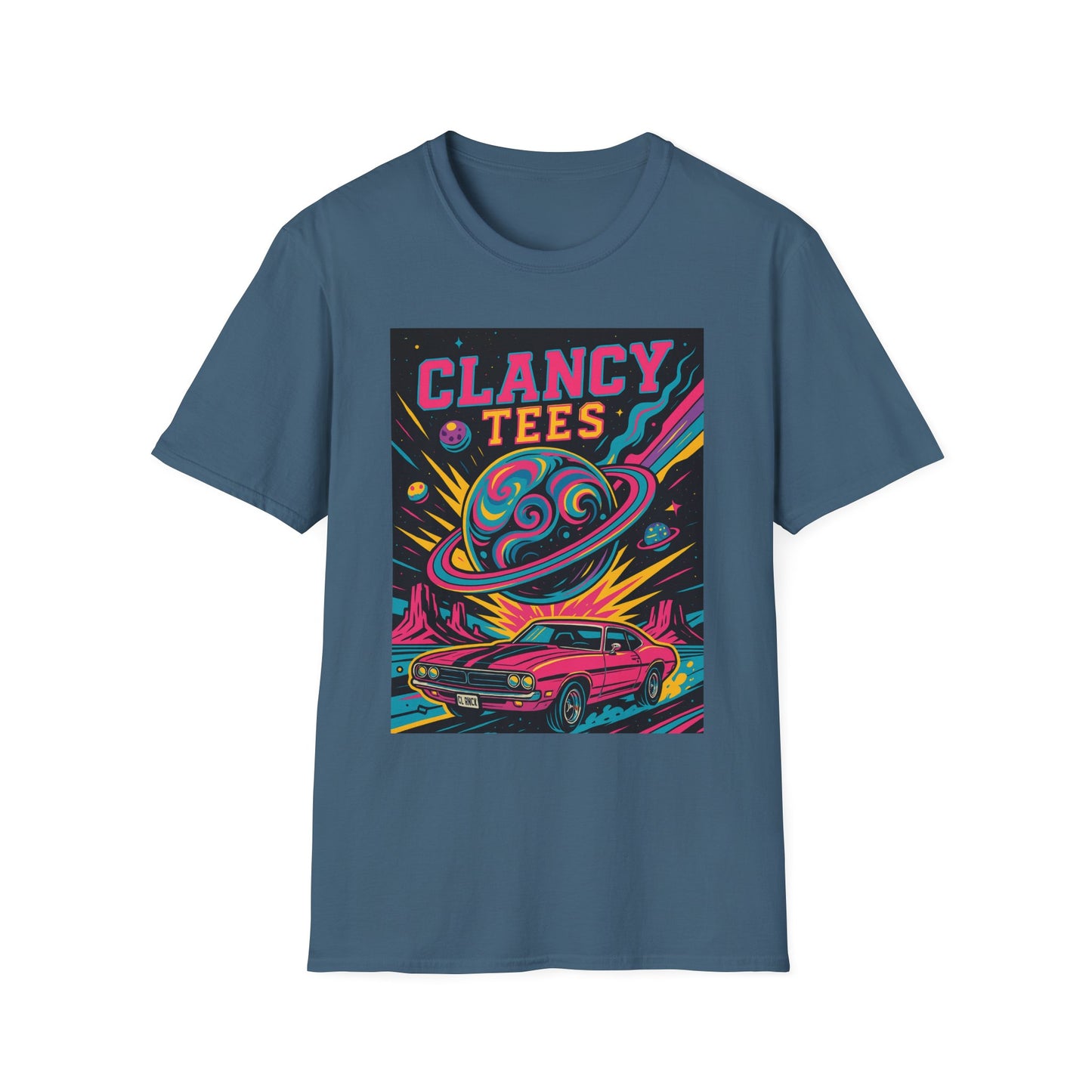 Retro UFO Car Crash Shirt – Clancy Tees Vaporwave Space Tee – Gift for Sci-Fi Fans, Vintage Car Lovers, Alien Believers, and 80s Aesthetic Addicts