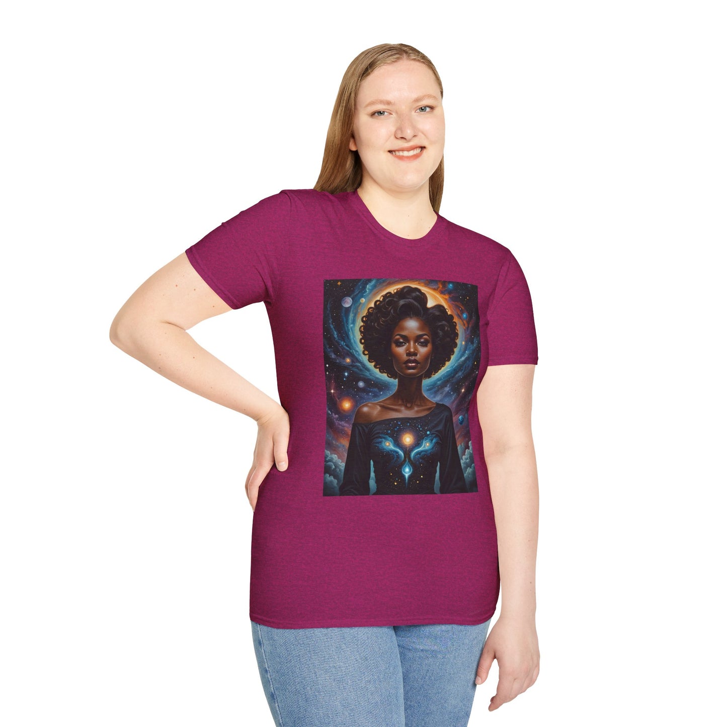 Afrofuturist Cosmic Energy T-Shirt – Celestial Power Graphic Tee, Spiritual Galaxy Shirt, Gift for Astrology Fans, Vibrant Universe Artwork