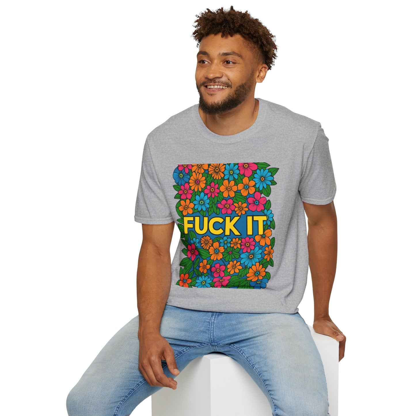Colorful Floral Graphic T-Shirt, Casual Wear, Gift for Friends, Relaxed Style, Summer Outfit, Fun Statement Tee