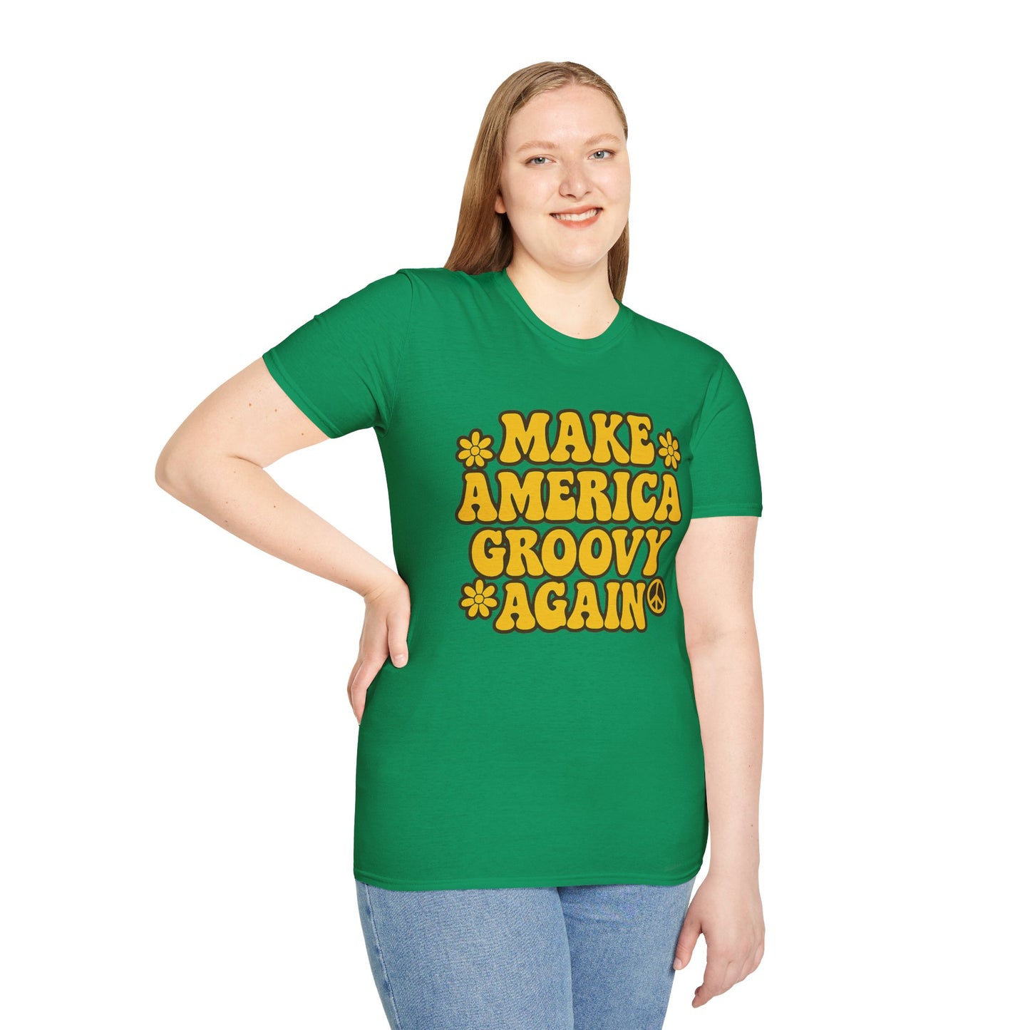 Make America Groovy Again Shirt – Funny Retro Hippie Tee with Peace Sign – Gift for Old Souls, Vintage Lovers, Flower Child Friends