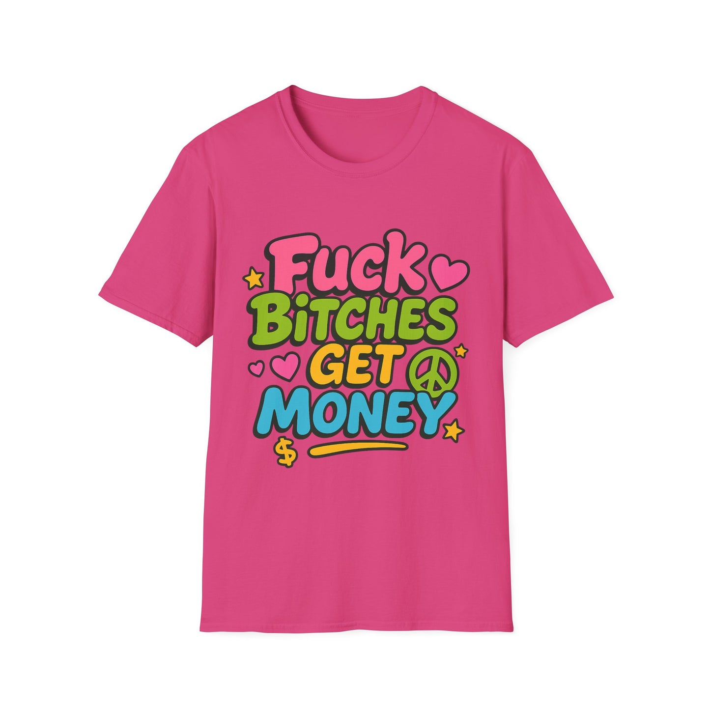 Fuck Bitches Get Money Shirt Funny Bold Graphic Tee Gift for Hustlers Savage Statement T-Shirt for Rebels Trolls Unfiltered Meme Culture Fans