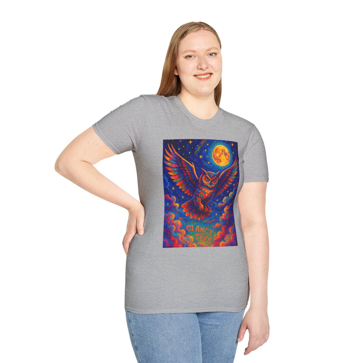 Psychedelic Owl T-Shirt Trippy Full Moon Graphic Tee | Surreal Bird Aesthetic Shirt | Gift for Dreamers and Night Owls | Bold Fantasy Art Top