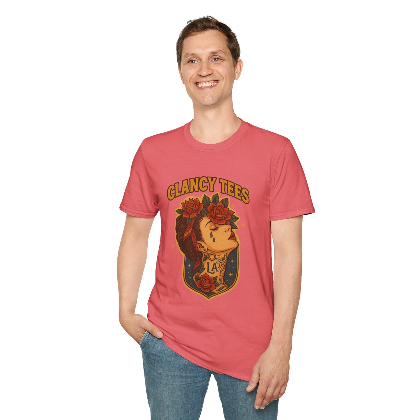 Unisex Tattoo Graphic Tee with Floral Design, Casual Everyday Wear, Gift for Friends, Fashionable Lounge Top, Cute Summer Shirt