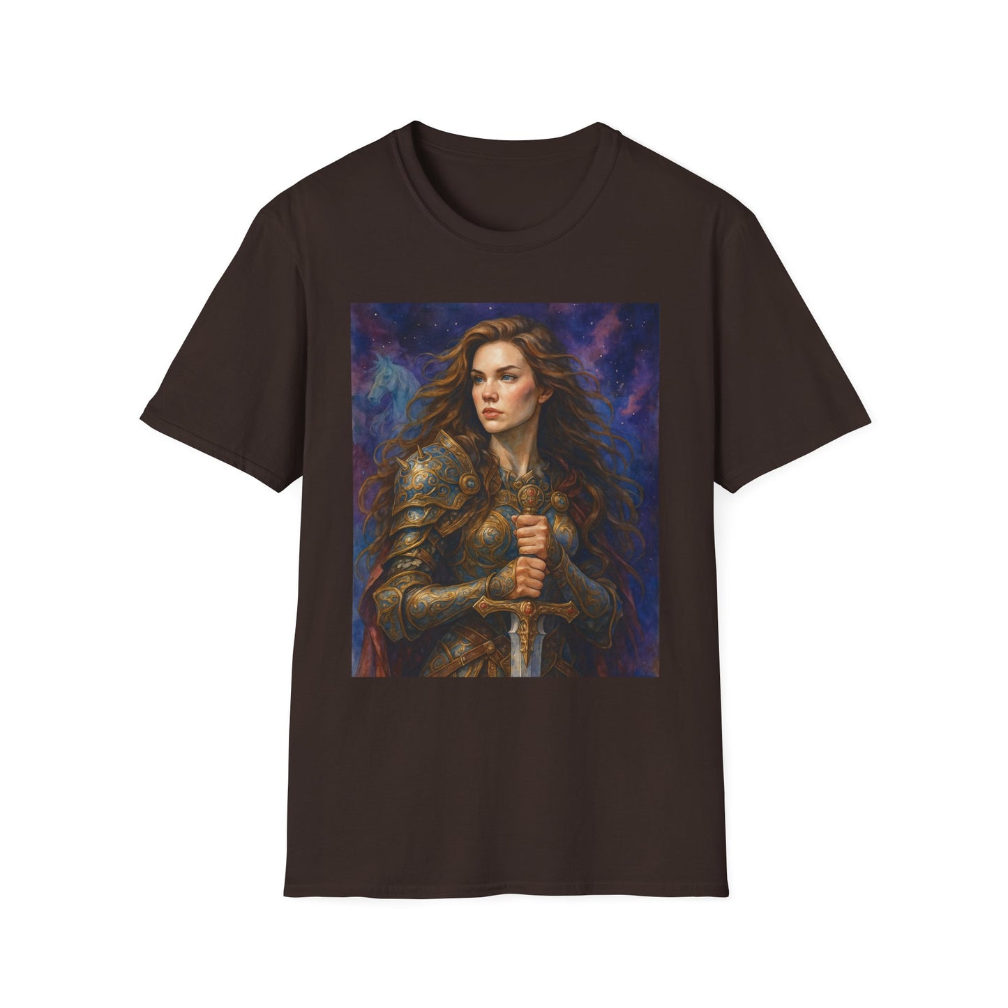 Warrior Woman T Shirt Fantasy Knight Art Medieval Armor Female Hero Tee Gift for Fantasy Lovers Sword Wielder Shirt Bold Aesthetic Battlecore Clothing