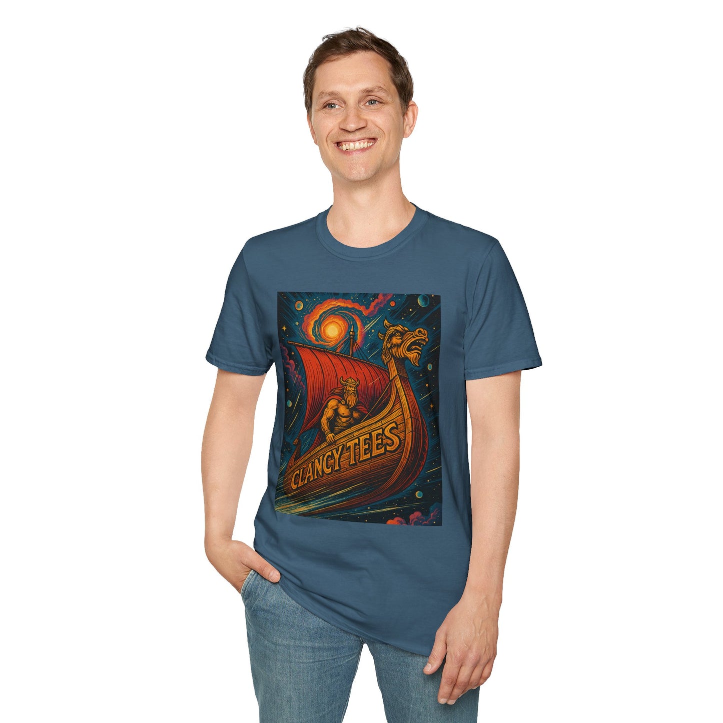 Viking Dragon Ship Shirt Norse Aesthetic Tee Mythology Graphic Gift for Fantasy Fans