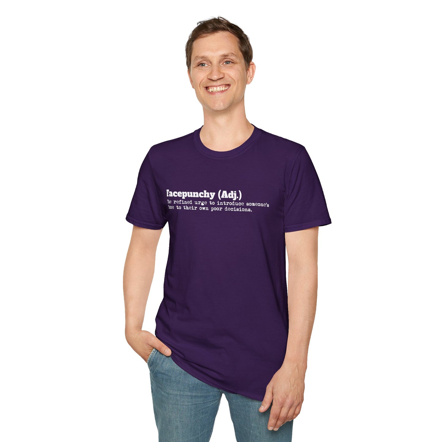 Facepunchy Definition T-Shirt Sarcastic Text Tee Funny Dictionary Shirt for Snarky People Gift for Coworkers with Attitude Passive Aggressive Humor