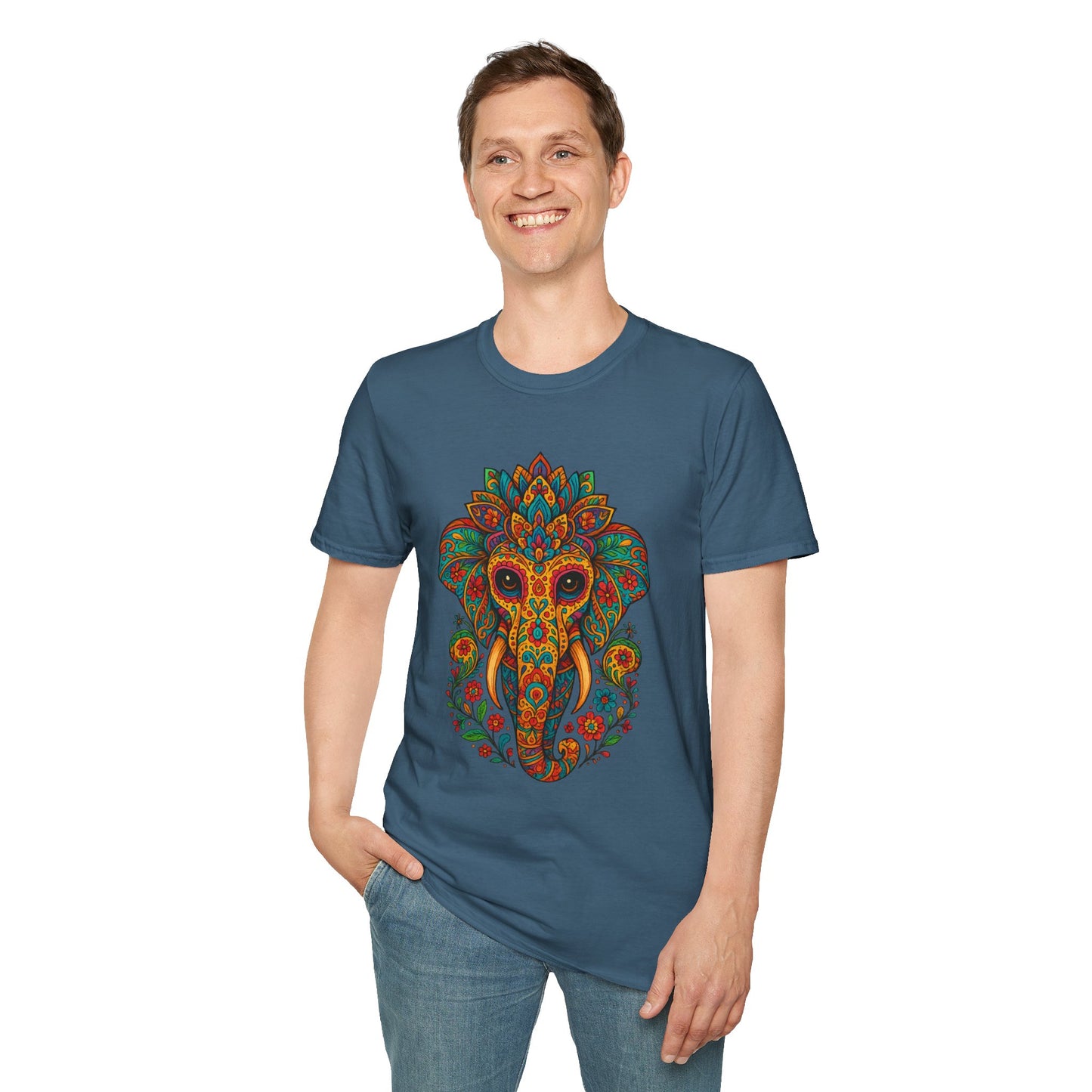 Boho Elephant Shirt Psychedelic Floral Head Art Tee Gift for Spiritual Seekers Animal Lovers and Mindful Hippies with a Love for Earthy Trippy Vibes