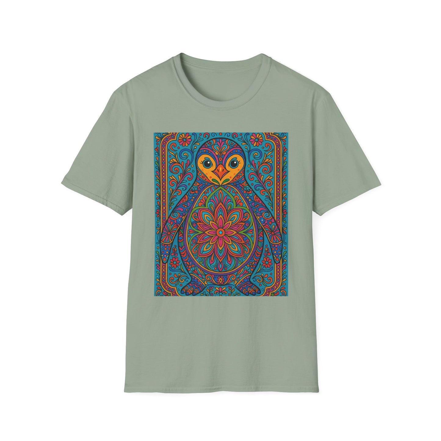 Trippy Penguin Mandala T-Shirt – Psychedelic Animal Tee – Funny Gift for Nature Lovers – Penguin Shirt for Hippies, Weirdos, and Mandala Fans