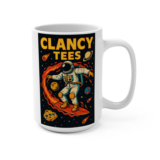 Astronaut Surfer Mug Cosmic Space Artwork Ceramic Coffee Cup Gift for Sci Fi Fans