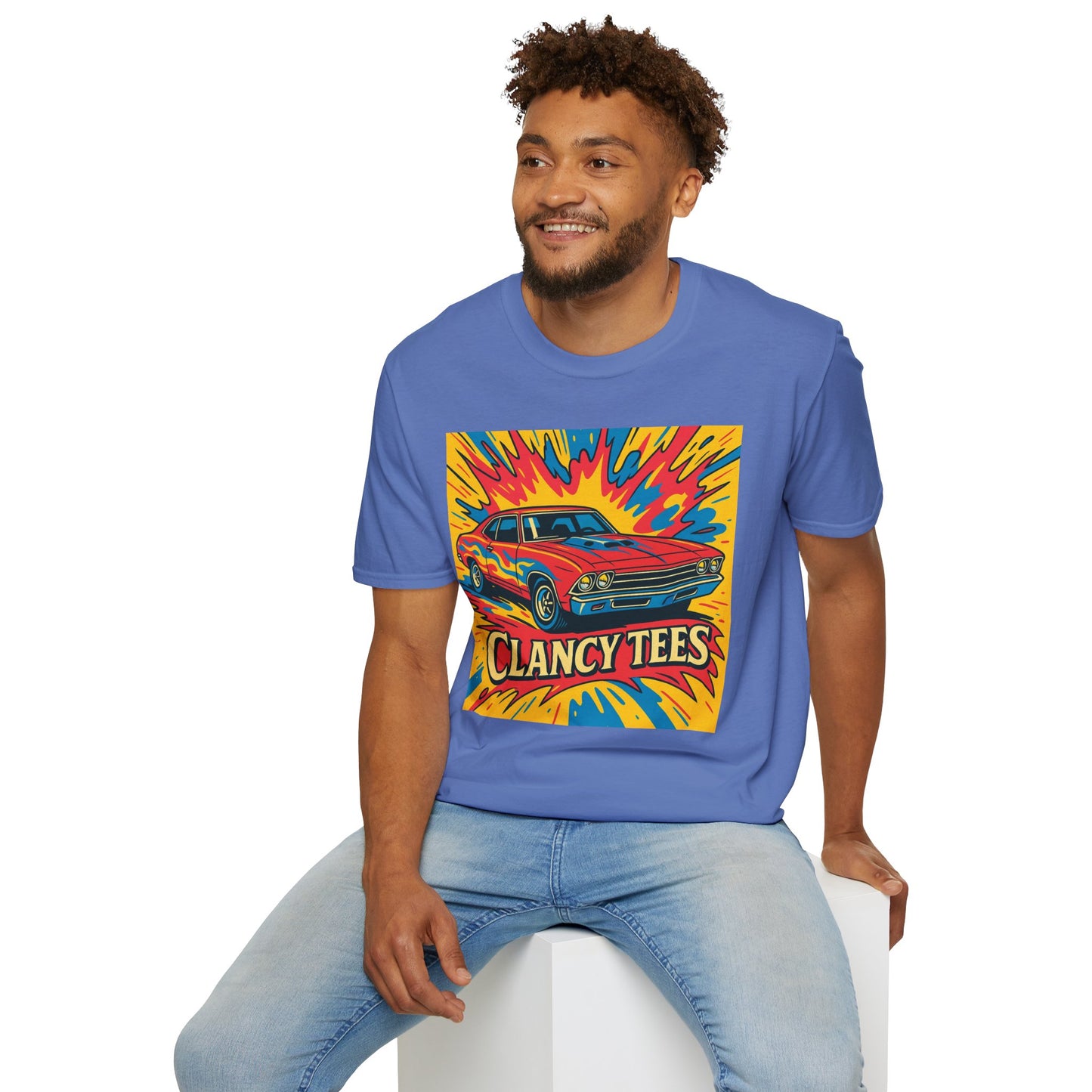 Muscle Car Graphic Tee with Retro Flames | Vintage Car Lover T-Shirt | Gift for Gearheads & Classic Ride Fans | Bold Hot Rod Shirt