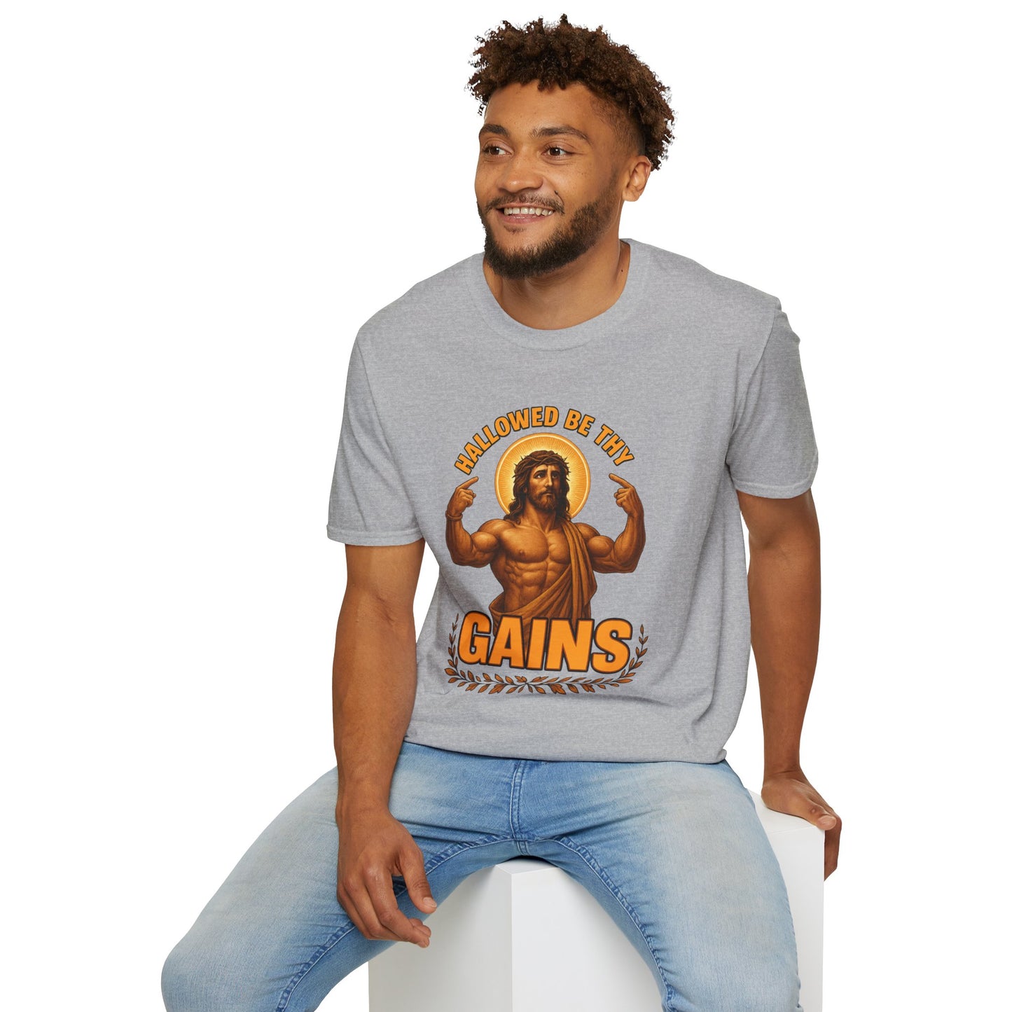 Jesus Gains Unisex T-Shirt, Funny Fitness Tee, Motivational Gym Shirt, Workout Apparel, Religious Gift, Christian Humor Clothing