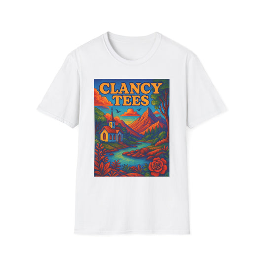 Vibrant Scenic Unisex T-Shirt, Outdoor Adventure Tee, Nature Lover Apparel, Art-Inspired Casual Wear, Gift for All Occasions, Clancy Tees