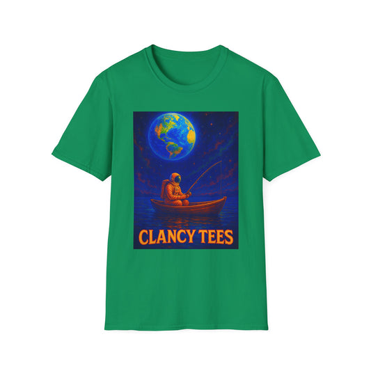Space Fisherman Graphic T-Shirt, Chill Vibes Tee, Eco-Friendly Gift, Outdoor Enthusiast Apparel, Perfect for Holidays & Summer