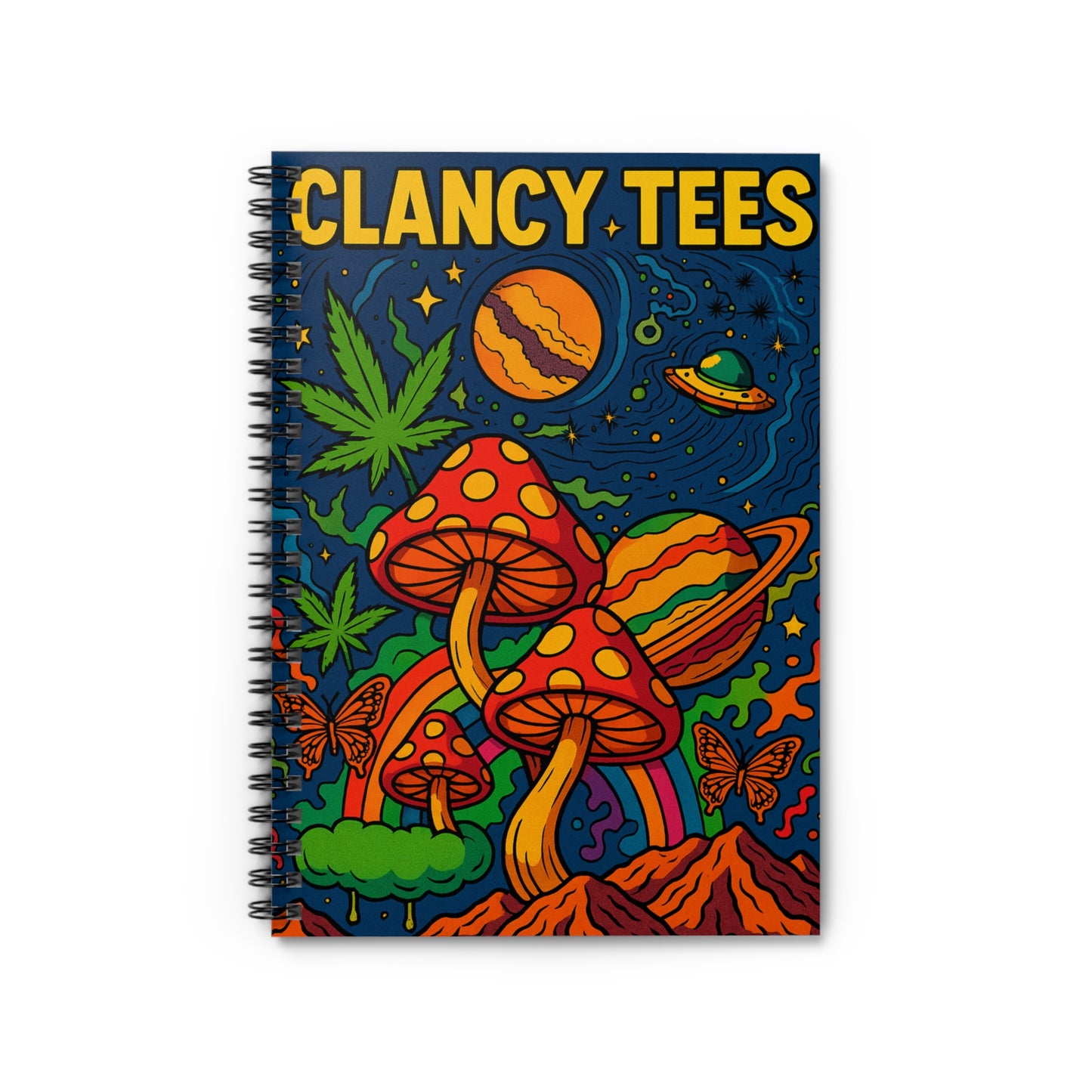 Trippy Mushroom Notebook – Psychedelic Journal with Cosmic Art, Colorful Fantasy Writing Notebook, Unique Butterfly and Space Design, Gift for Creative Thinkers