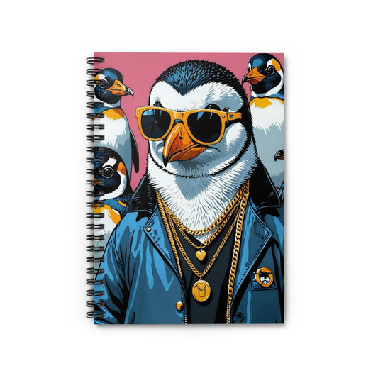 Cool Penguin Notebook – Funny Animal Journal, Hip Hop Penguin Spiral Journal, Stylish Penguin Writing Notebook, Gift for Animal Lovers