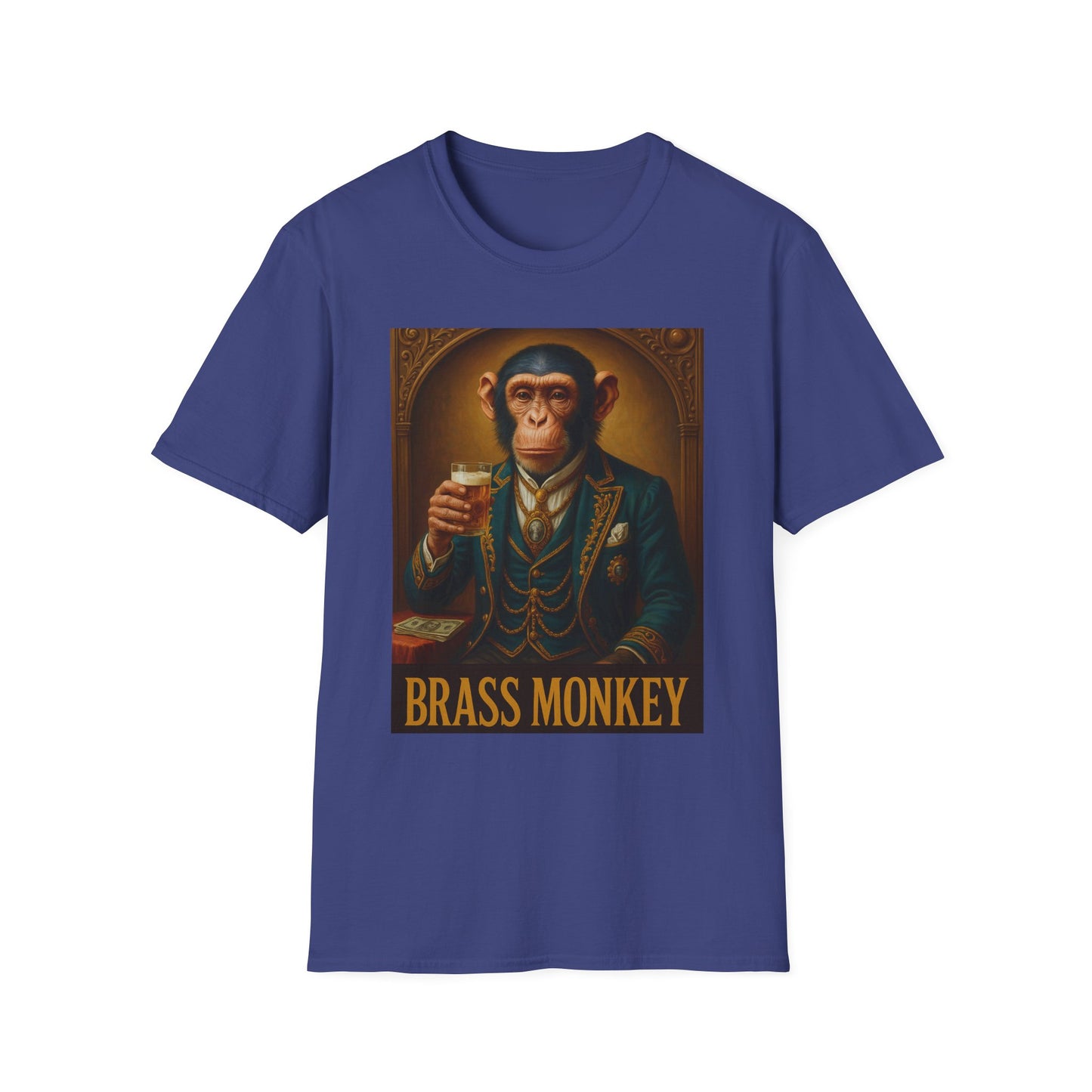 Brass Monkey T-Shirt Funny Retro Monkey Drinking Tee | Gift for Whiskey Lovers | Classy Drunk Humor Shirt | Animal Drinking Party Tee