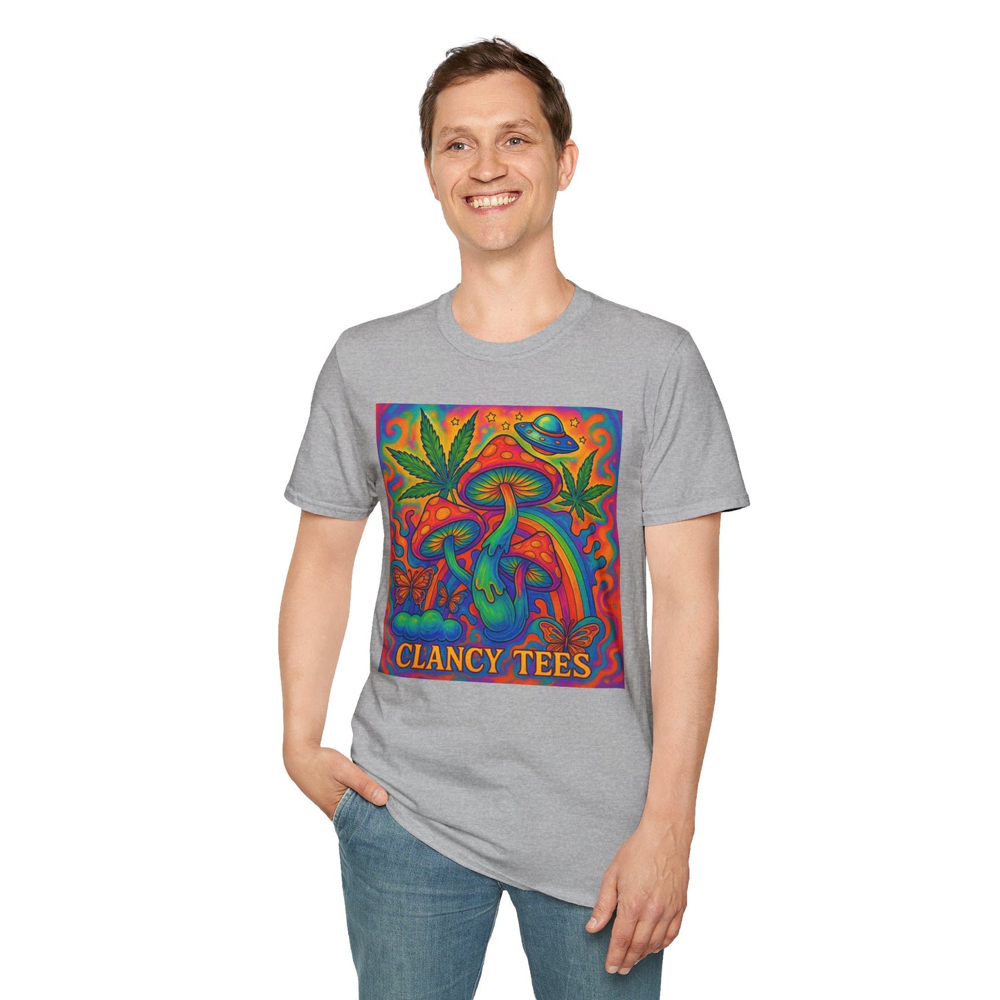 Colorful Psychedelic T-Shirt, Fun Graphic Tee for Music Festivals, Unique Gift for Friends, Retro Style Shirt, Unisex Softstyle Tee