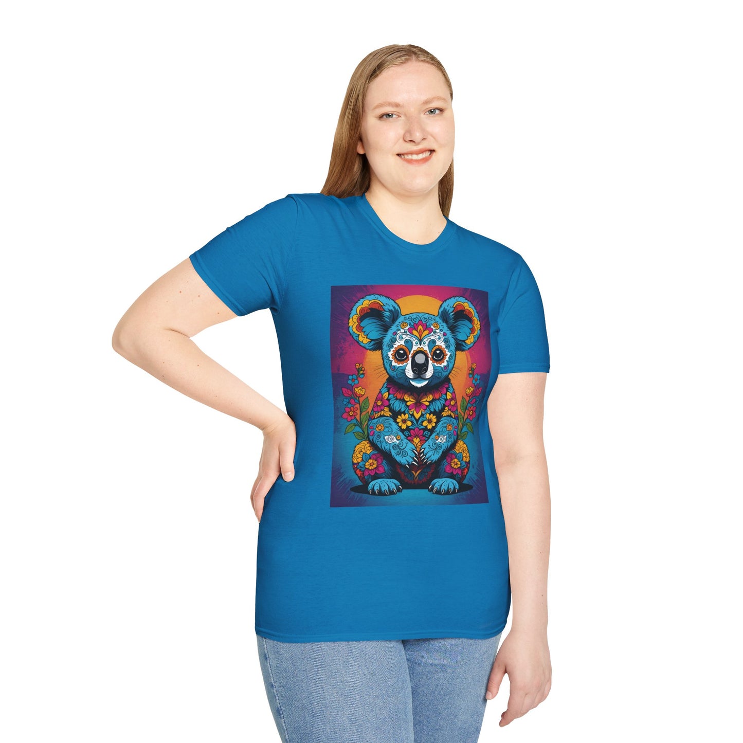 Psychedelic Koala T Shirt Trippy Animal Graphic Tee Colorful Festival Top Gift for Nature Lovers