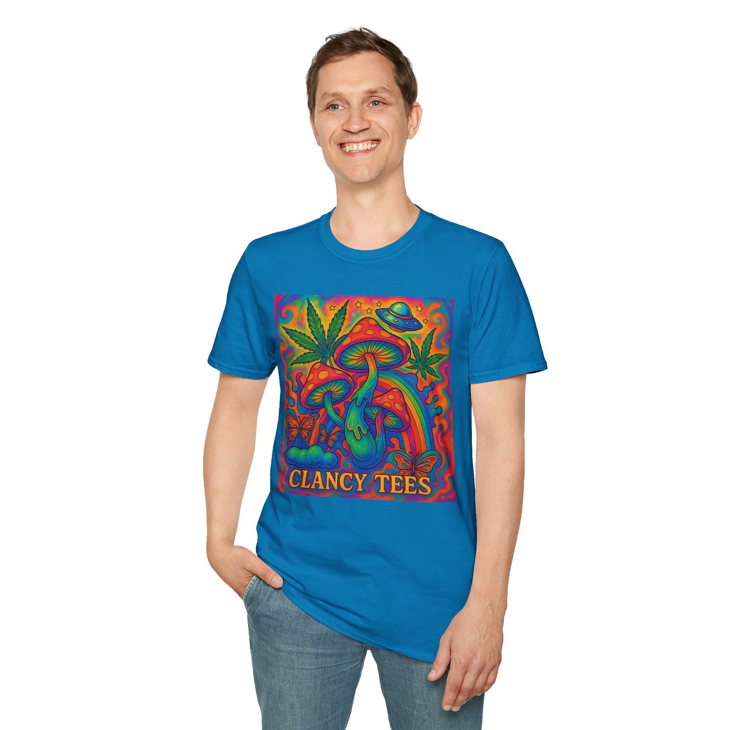 Colorful Psychedelic T-Shirt, Fun Graphic Tee for Music Festivals, Unique Gift for Friends, Retro Style Shirt, Unisex Softstyle Tee