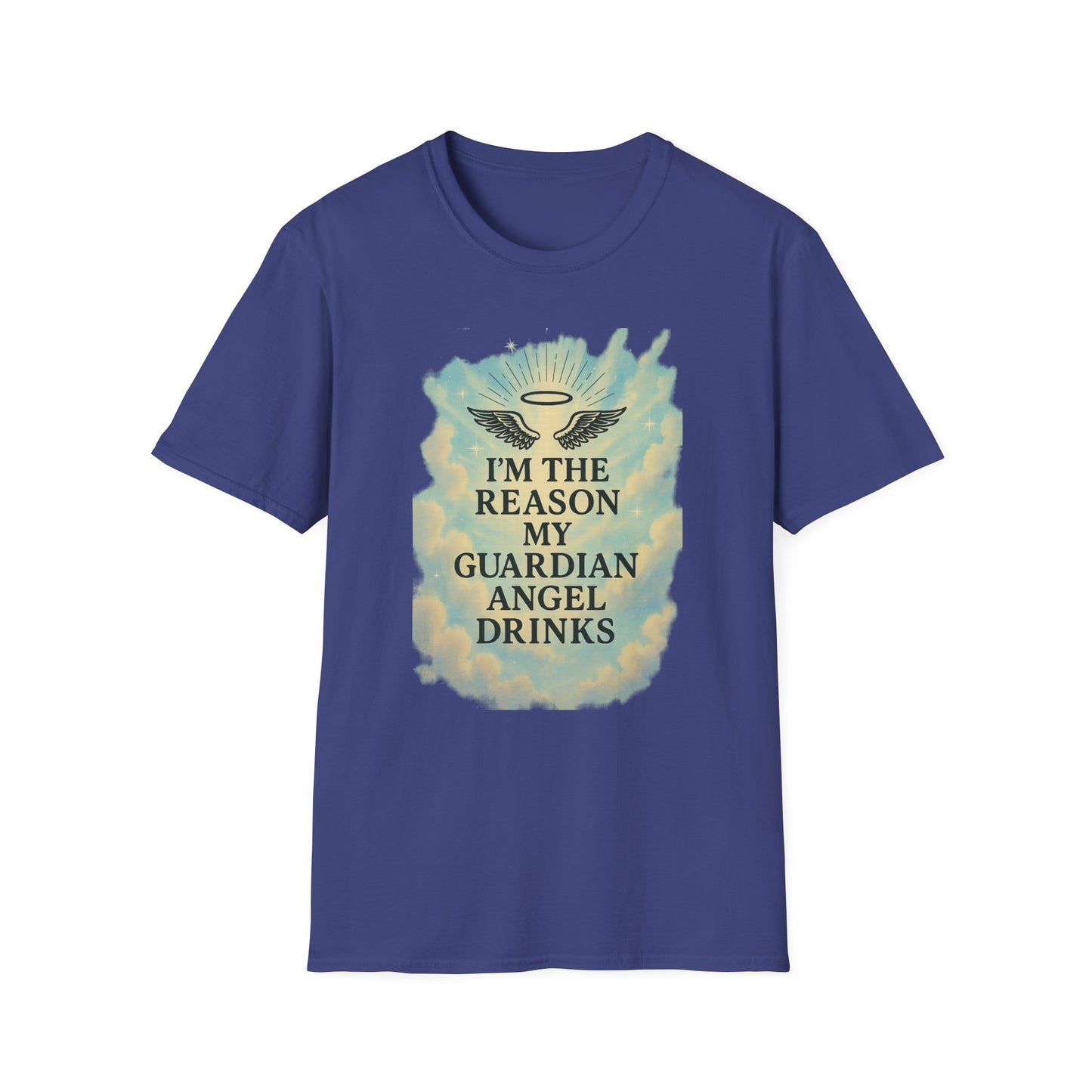 Unisex Softstyle T-Shirt, Funny Guardian Angel Tee, Unique Gift for Friends, Humor Shirt, Casual Wear, Perfect for Holidays