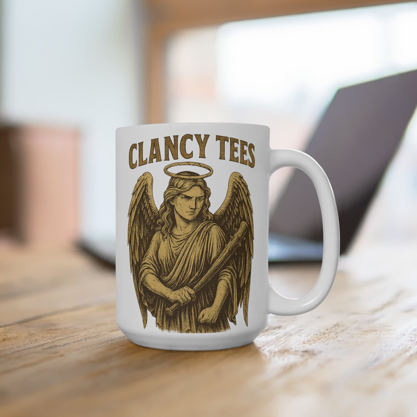 Angel Warrior Coffee Mug Gothic Ceramic Cup Mythical Artwork Gift