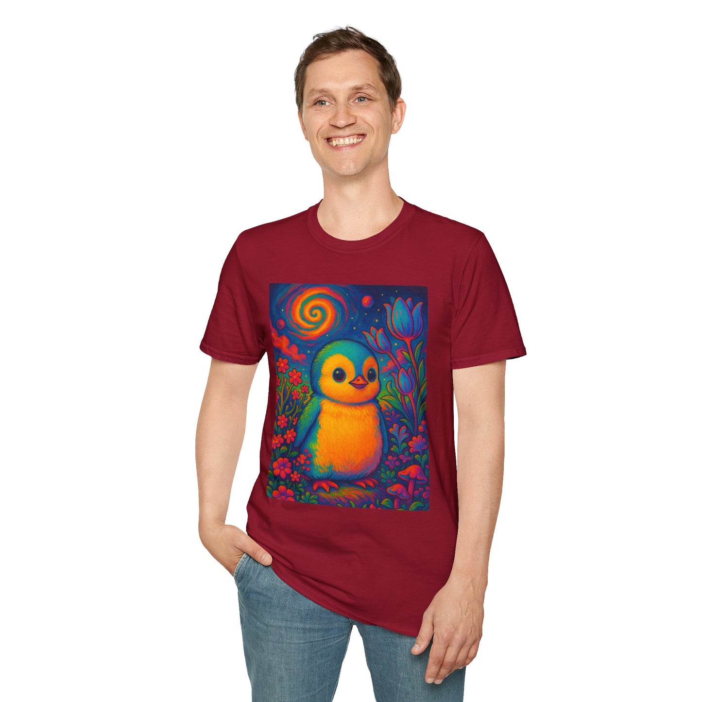 Psychedelic Baby Penguin T-Shirt – Trippy Cute Animal Tee – Gift for Penguin Lovers – Groovy Nature Shirt for Weirdos, Hippies, and Art Freaks