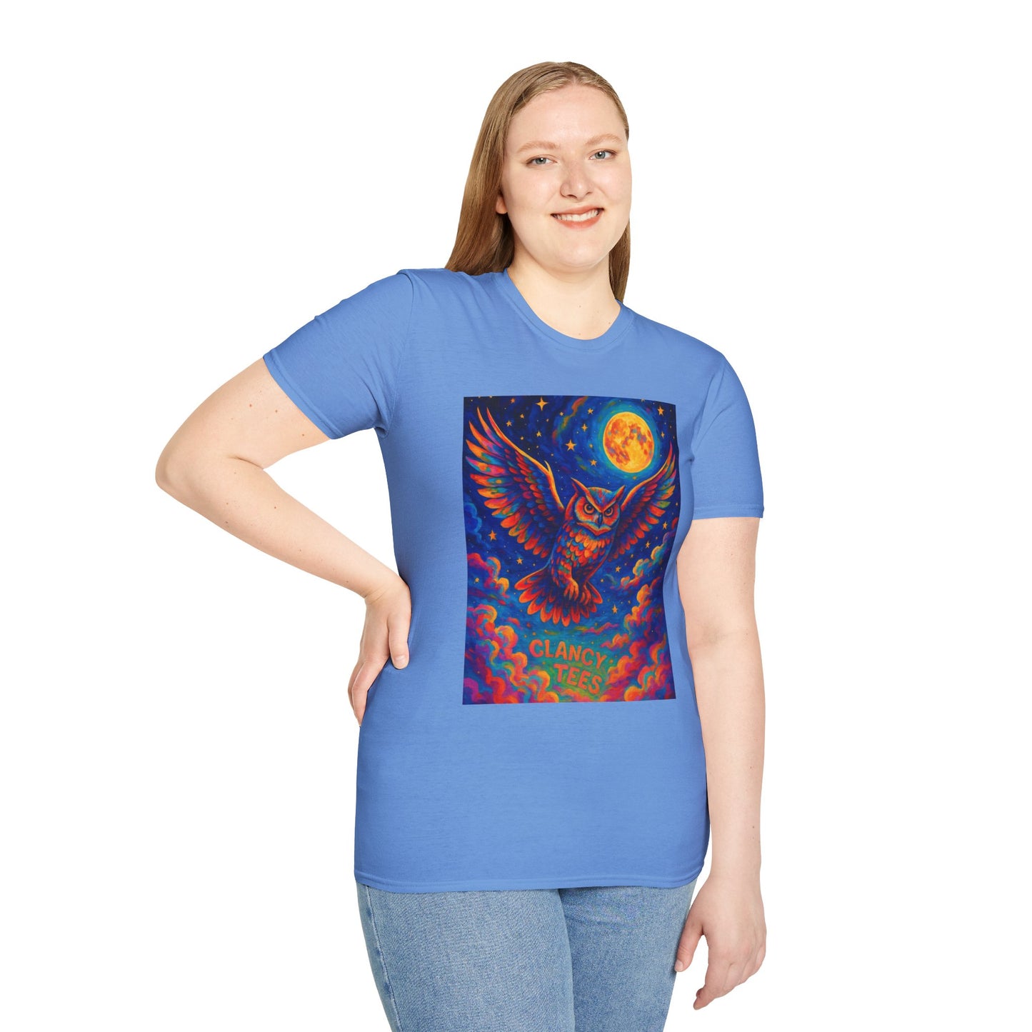 Psychedelic Owl T-Shirt Trippy Full Moon Graphic Tee | Surreal Bird Aesthetic Shirt | Gift for Dreamers and Night Owls | Bold Fantasy Art Top