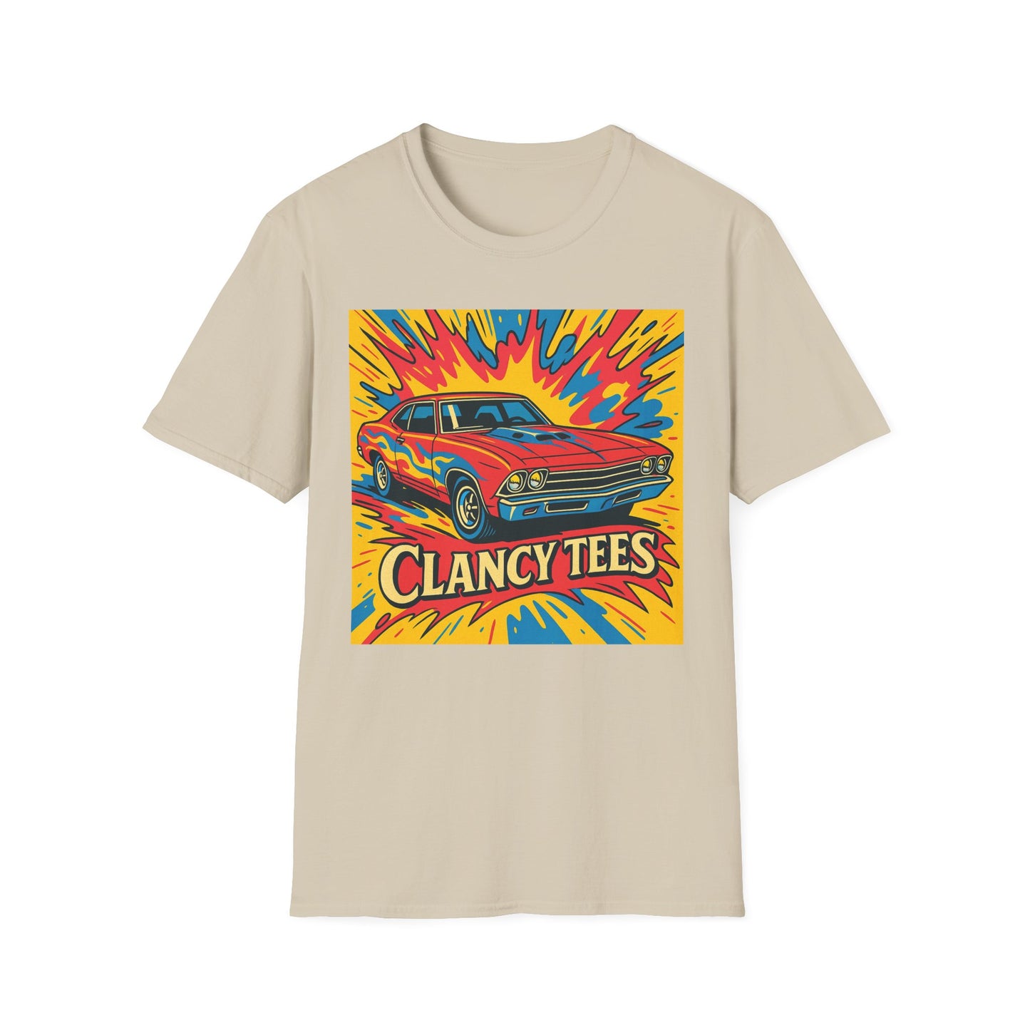Muscle Car Graphic Tee with Retro Flames | Vintage Car Lover T-Shirt | Gift for Gearheads & Classic Ride Fans | Bold Hot Rod Shirt