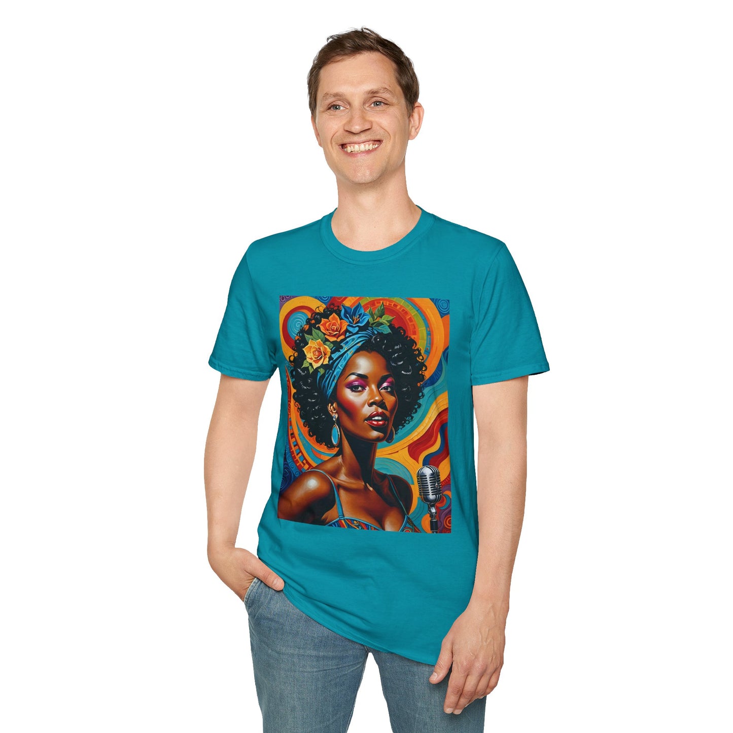 Afrofuturist Soul Singer T Shirt Cosmic Jazz Graphic Tee Retro Funk Fashion Music Artwork Top Gift for Soul Fans