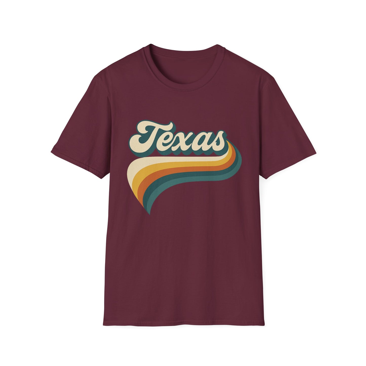 Retro Texas Shirt – Vintage Style Texas Wave Tee • Gildan Softstyle® Unisex Comfort • Gift for Texans • Groovy Southern State Pride Shirt