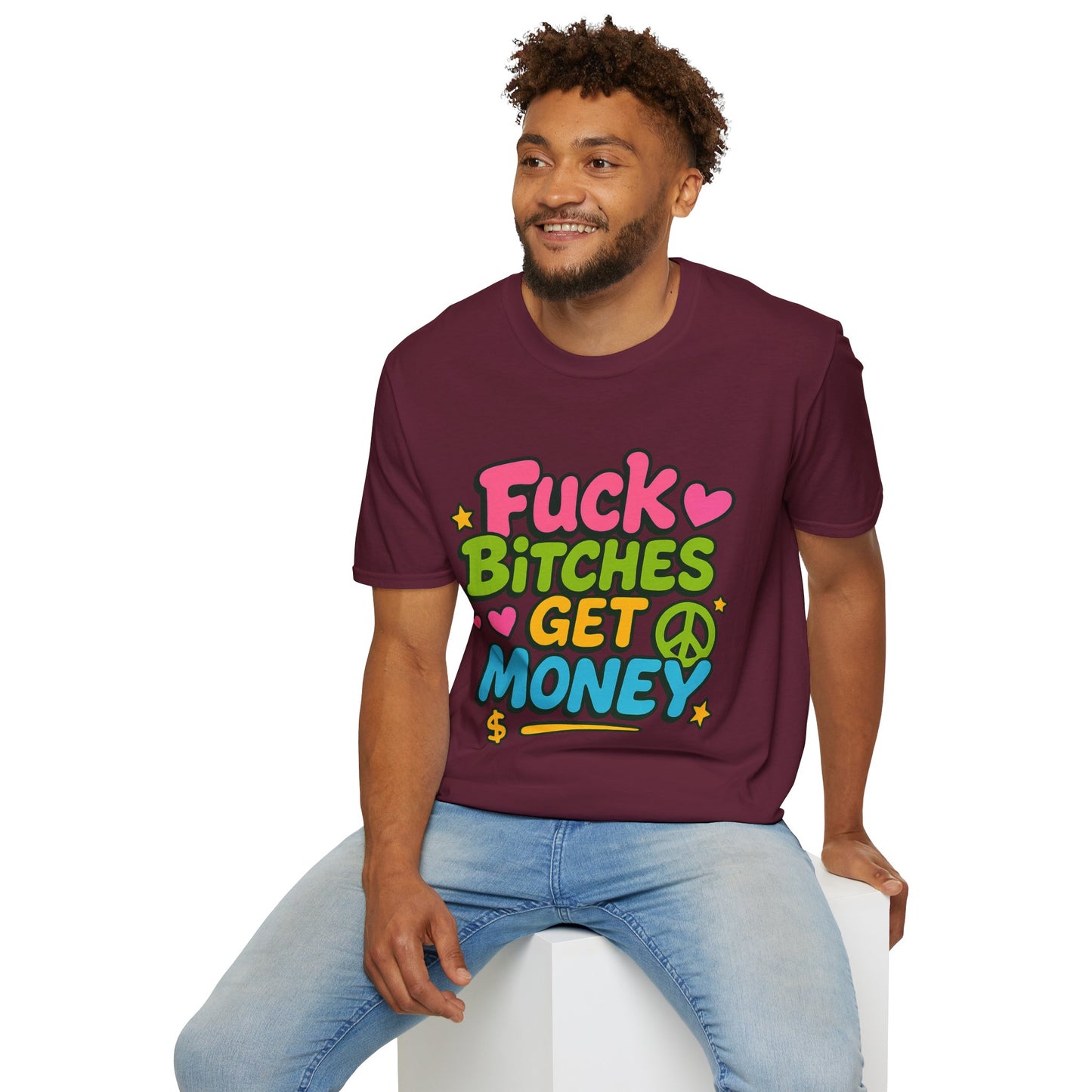 Fuck Bitches Get Money Shirt Funny Bold Graphic Tee Gift for Hustlers Savage Statement T-Shirt for Rebels Trolls Unfiltered Meme Culture Fans