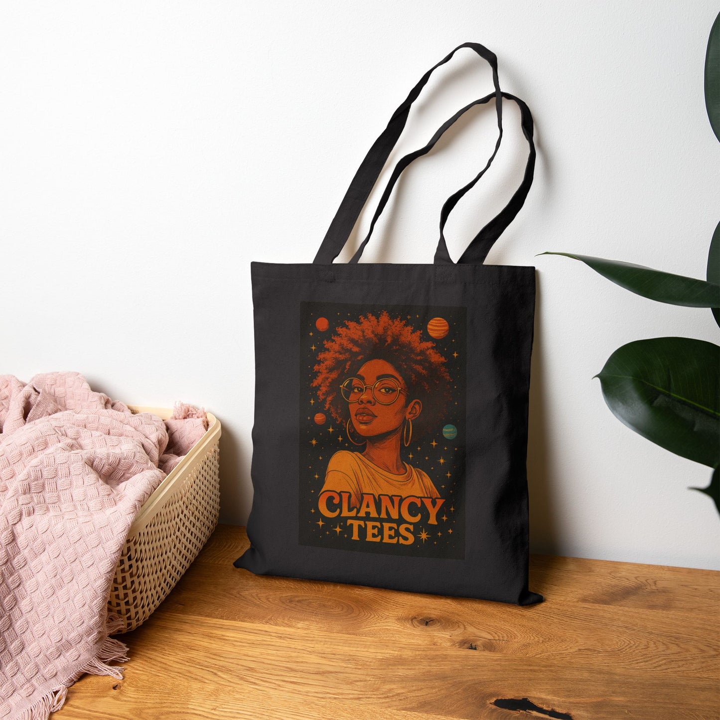 Afrofuturist Tote Bag Cosmic Canvas Bag Astrology Inspired Carryall With Bold Black Girl Magic Artwork And Celestial Design For Everyday Use