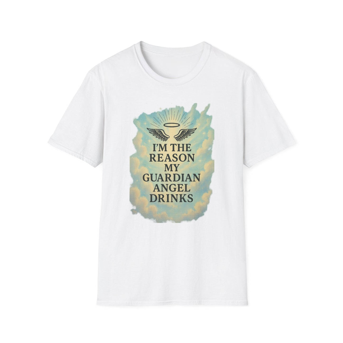 Unisex Softstyle T-Shirt, Funny Guardian Angel Tee, Unique Gift for Friends, Humor Shirt, Casual Wear, Perfect for Holidays