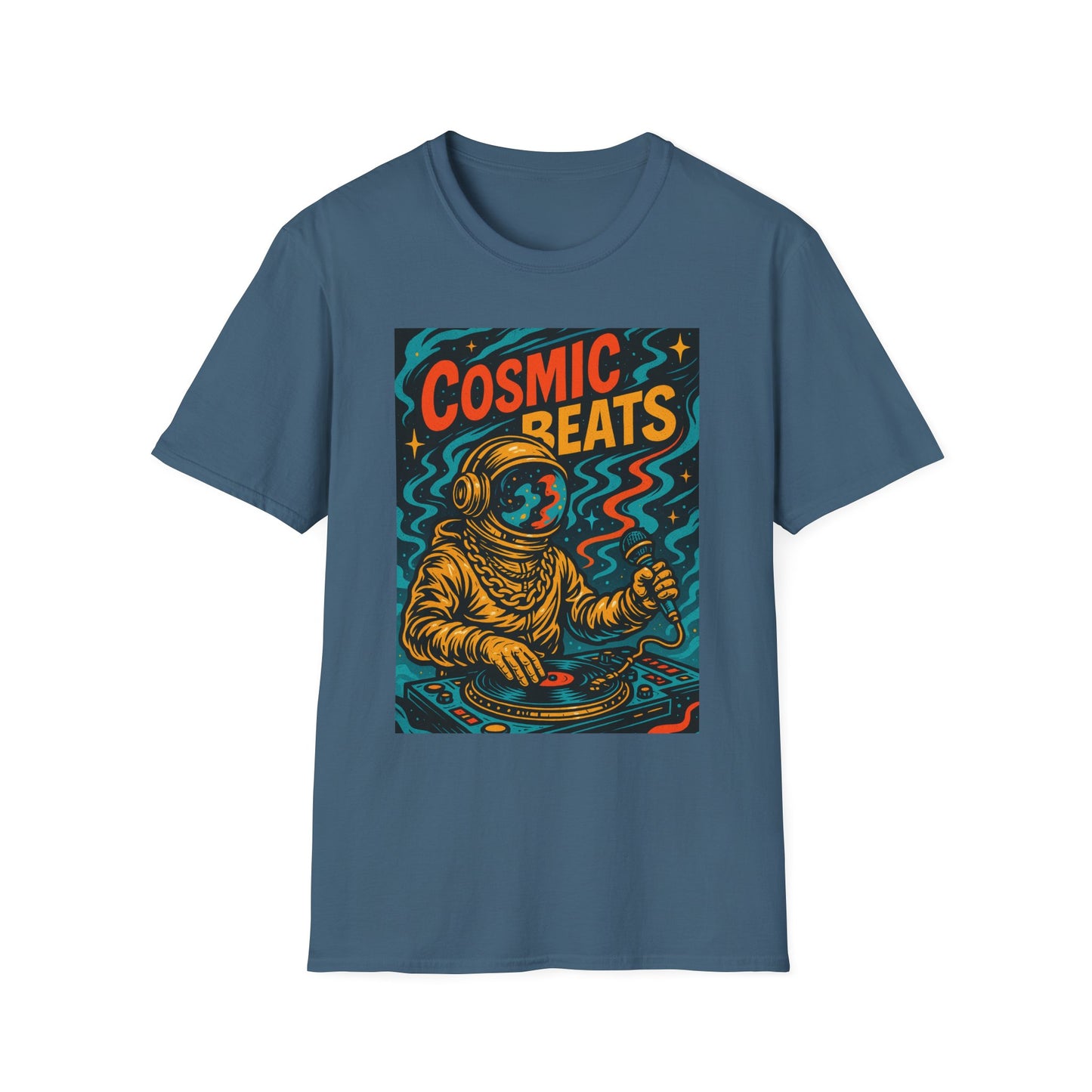 Astronaut DJ Shirt Cosmic Beats Tee Space Music Graphic Gift for EDM Lovers