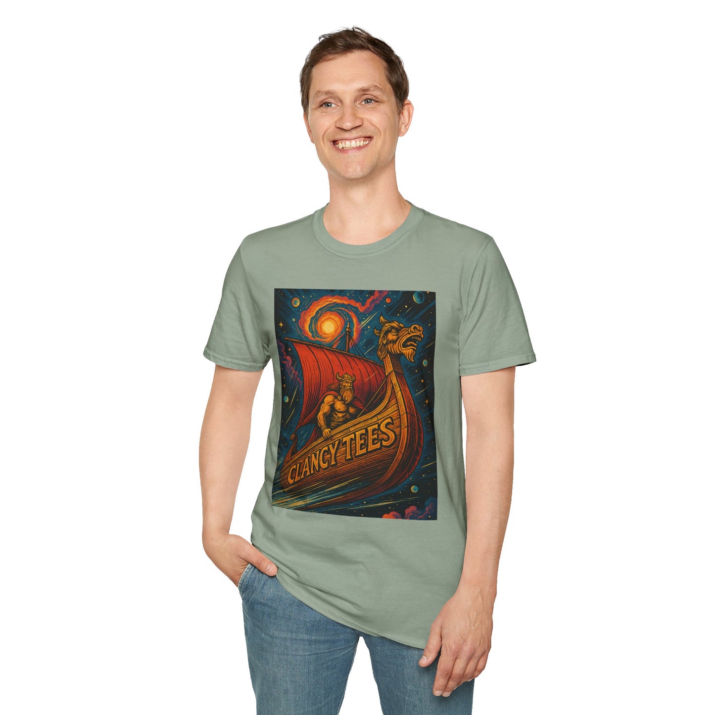 Viking Dragon Ship Shirt Norse Aesthetic Tee Mythology Graphic Gift for Fantasy Fans