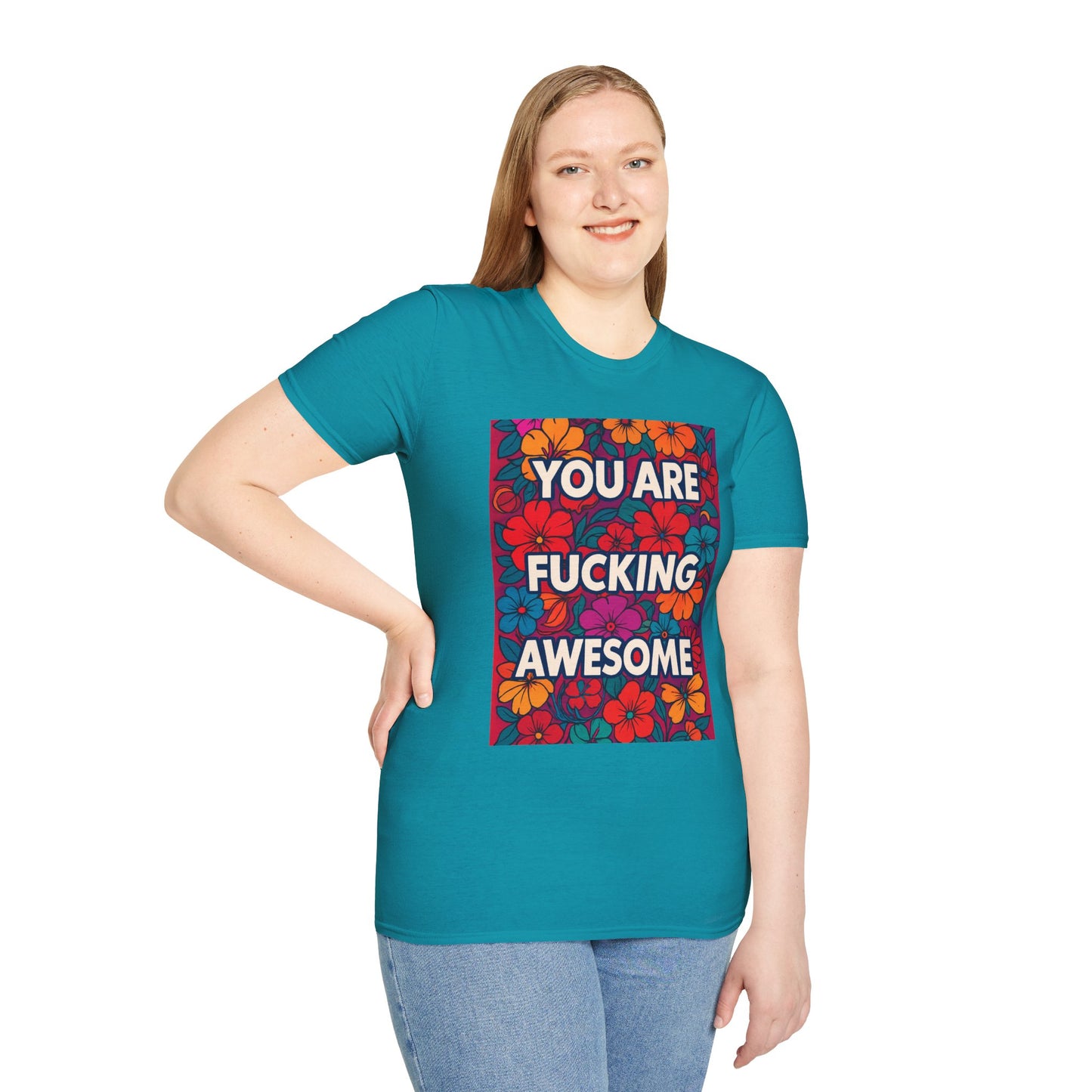 Colorful Inspirational Graphic T-Shirt, You Are Awesome Tee, Gift for Friends, Motivational Shirt, Casual Wear, Summer Vibes