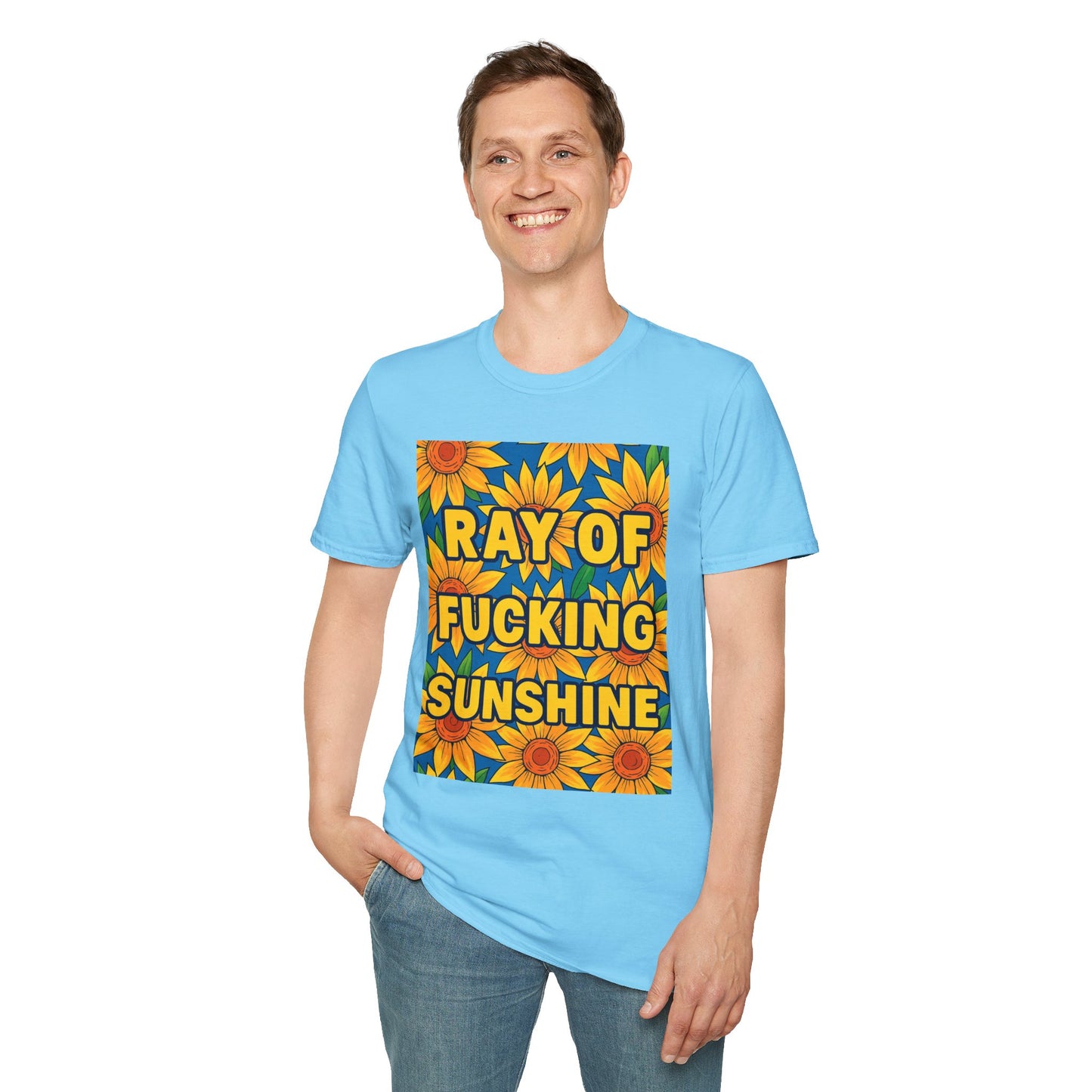 Cheerful Graphic Tee: "Ray of Fucking Sunshine" Unisex Softstyle T-Shirt | Gift for Friends, Casual Wear, Summer Vibes, Birthday Gift, [...]