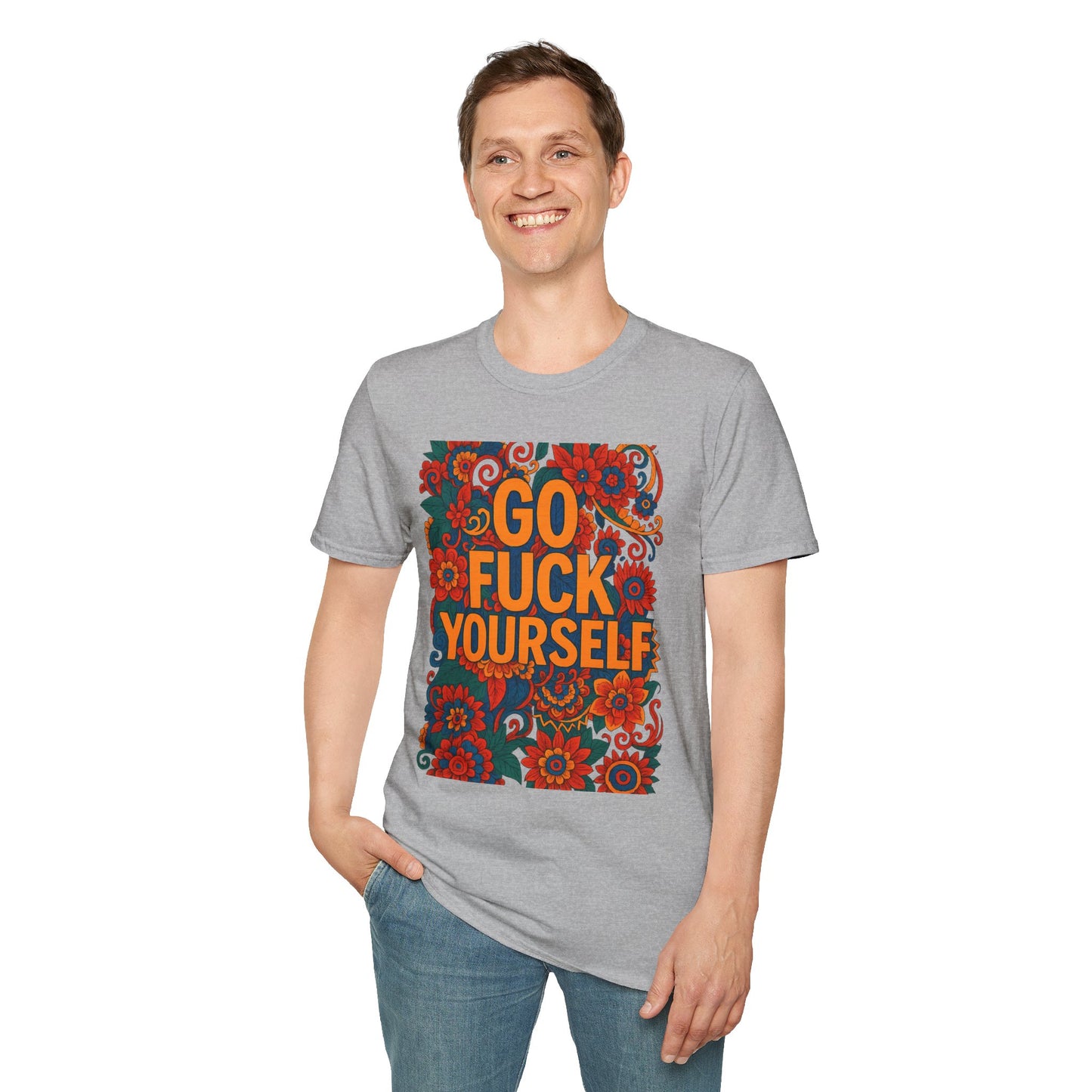 Bold Floral Graphic Tee | Go Fuck Yourself Shirt, Casual Wear, Funny Gift, Unique T-Shirt, Self-Expression Apparel
